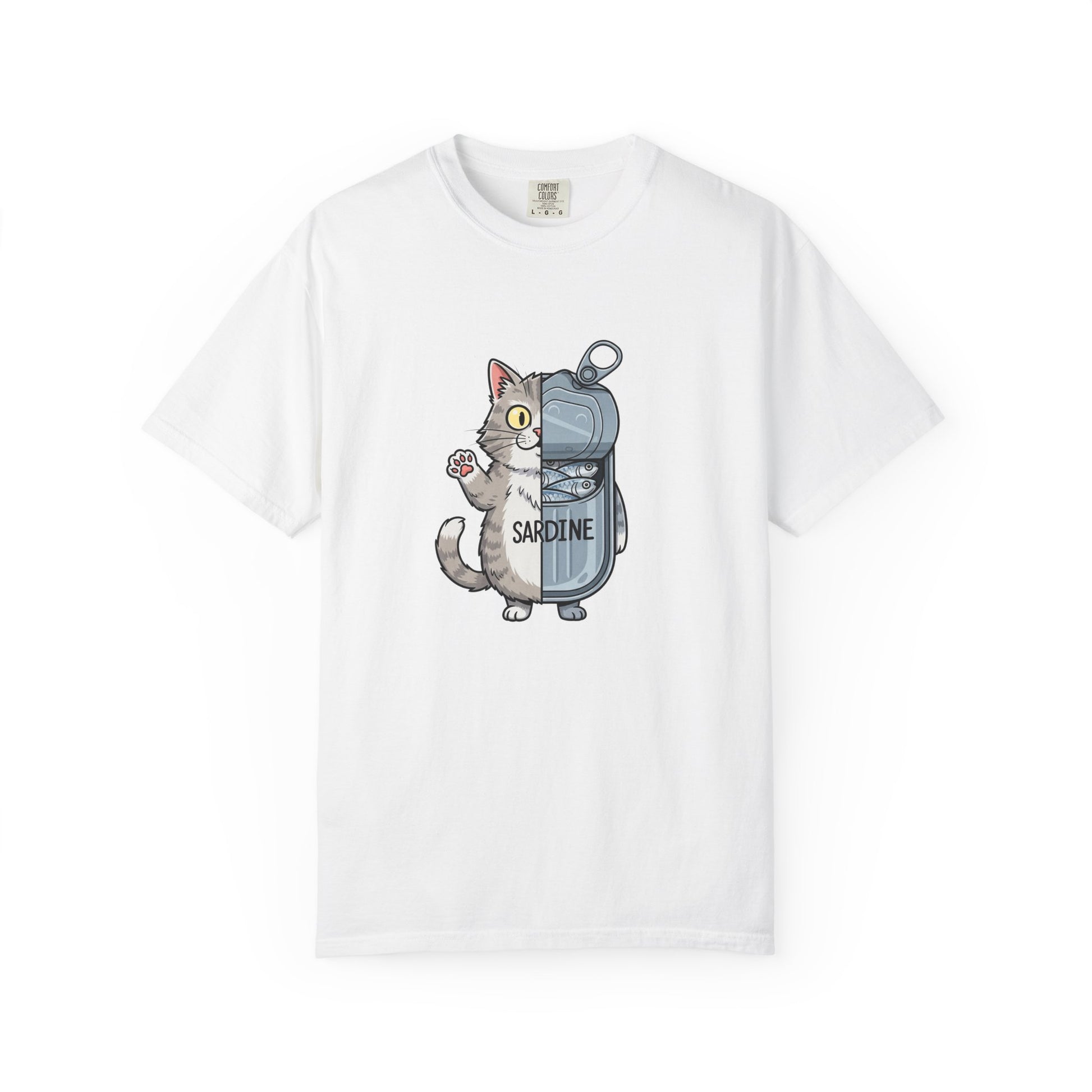 Comfort Colors® Sardine Cat Unisex T-Shirt - Funny Kitten Graphic Tee, Cat Lover Gift, Pet Lover Tee, Cat Themed Gift, Cute Cat Shirt