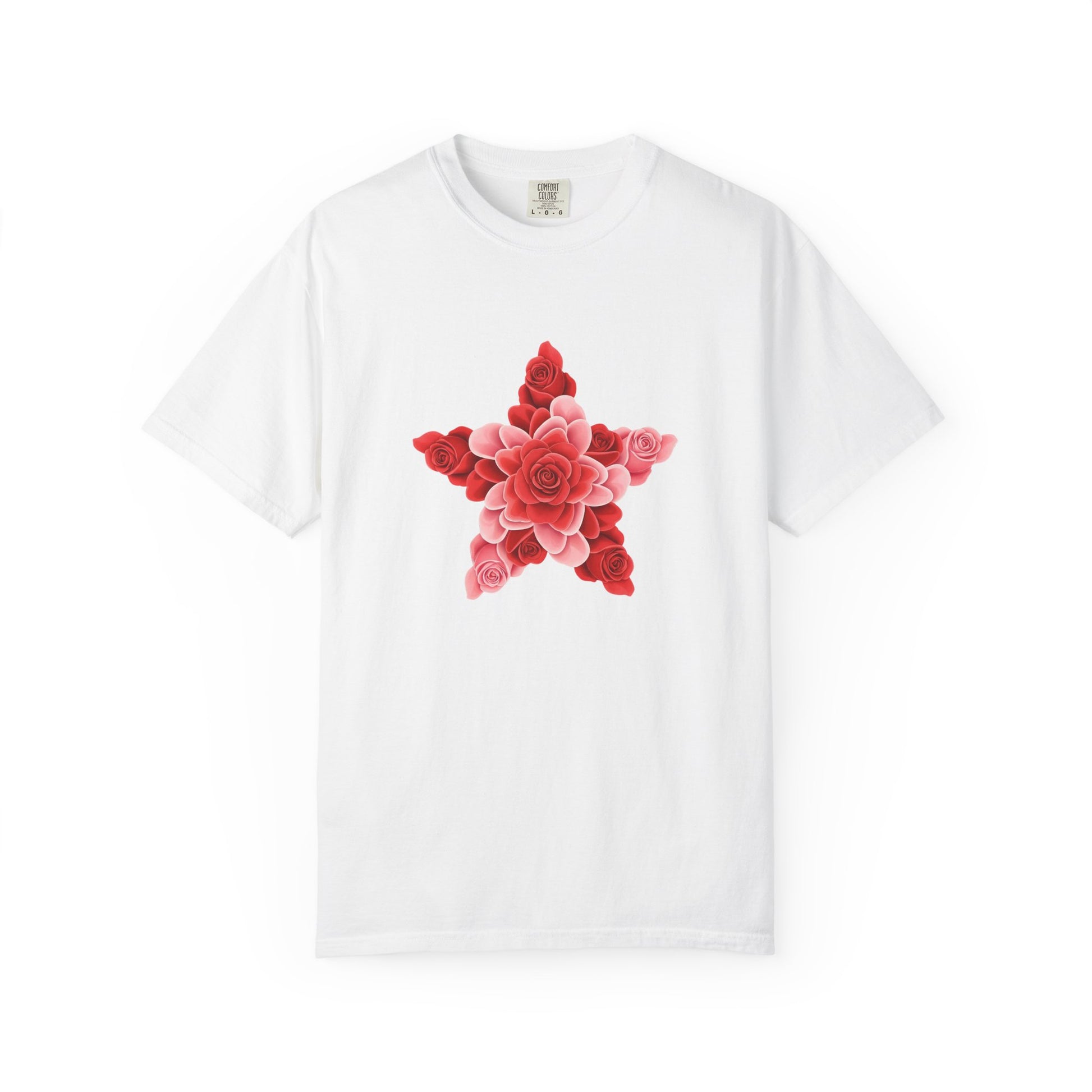 Comfort Colors Rose Star T-Shirt - Romantic Floral Graphic Tee, Rose Shirt Gift, Valentine's Day Tee, Nature Inspired Top, Love Themed