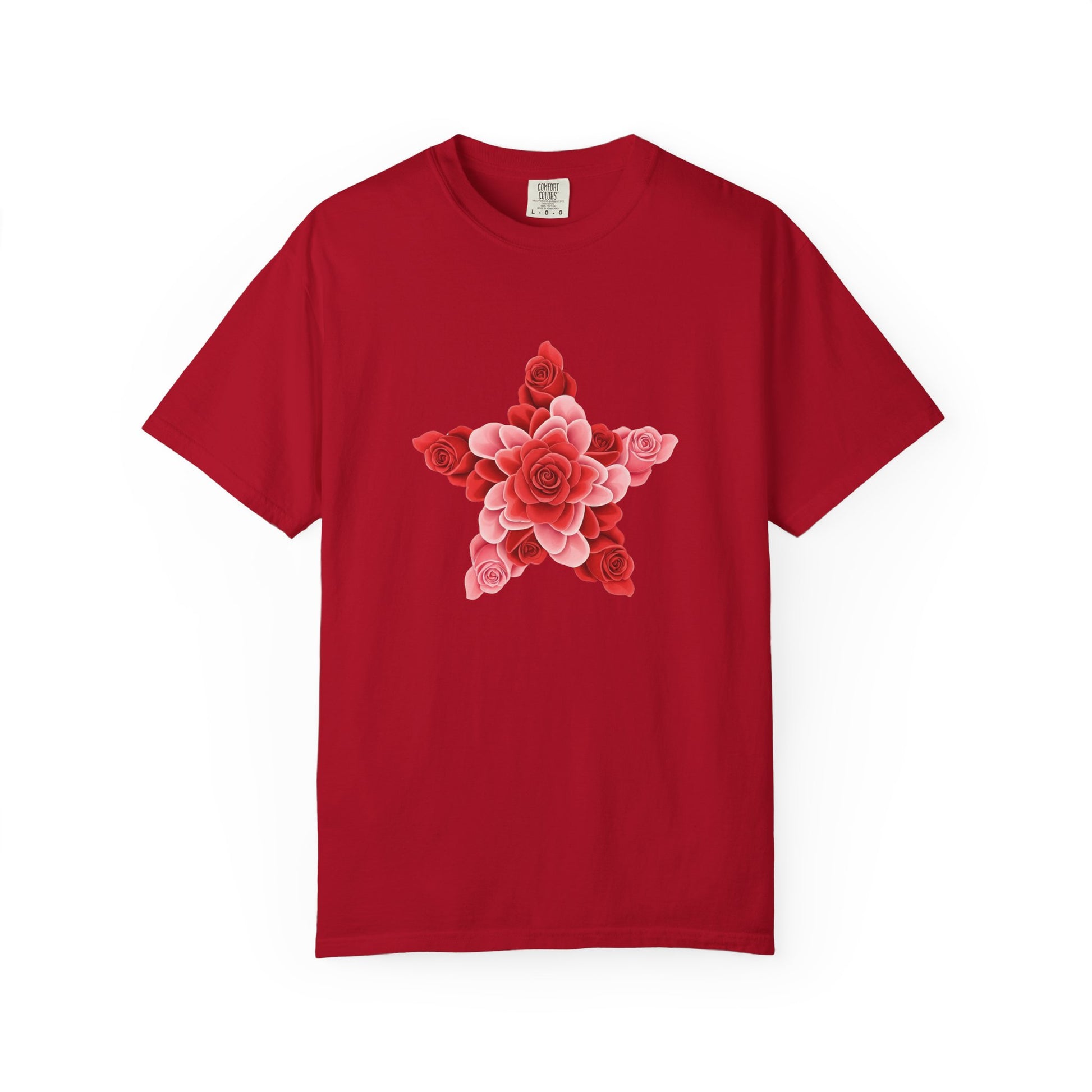 Comfort Colors Rose Star T-Shirt - Romantic Floral Graphic Tee, Rose Shirt Gift, Valentine's Day Tee, Nature Inspired Top, Love Themed