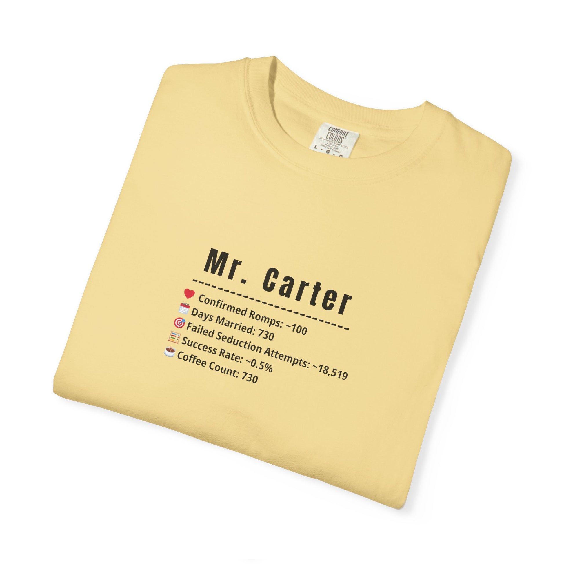 Comfort Colors® Shirt, Custom Mr. Marriage Stats T-Shirt, Personalized Couple Tee, Unisex Garment-Dyed Tee, Marriage Stats Humor Shirt
