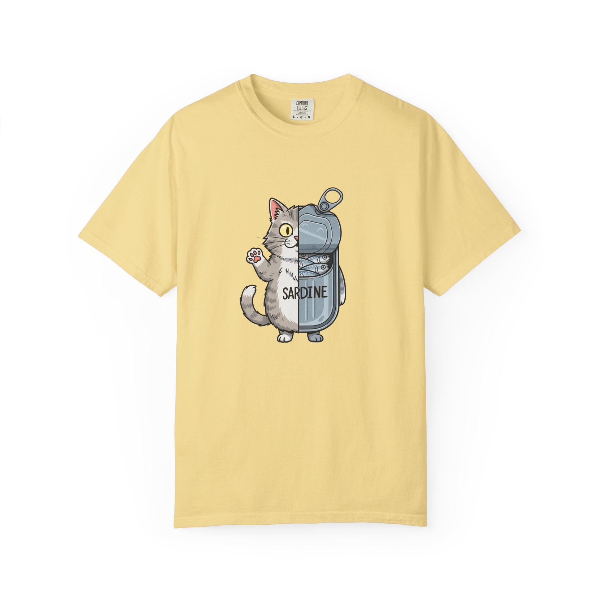 Comfort Colors® Sardine Cat Unisex T-Shirt - Funny Kitten Graphic Tee, Cat Lover Gift, Pet Lover Tee, Cat Themed Gift, Cute Cat Shirt