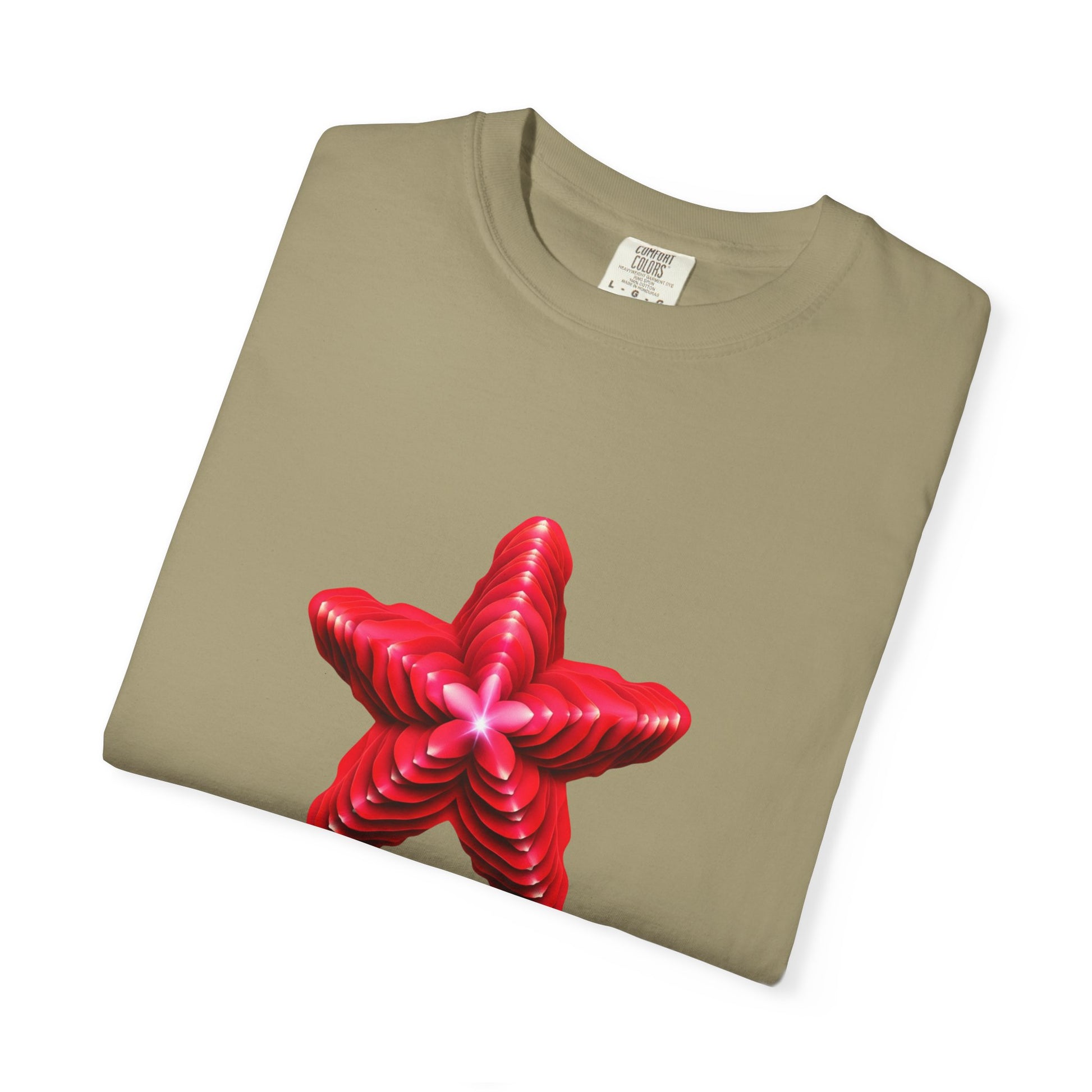 Comfort Colors® Red Star Flower T-shirt - Bold Artistic Graphic Tee, Red Star Tee, Flower Graphic Shirt, Bold Artistic Tee, Unique Pattern