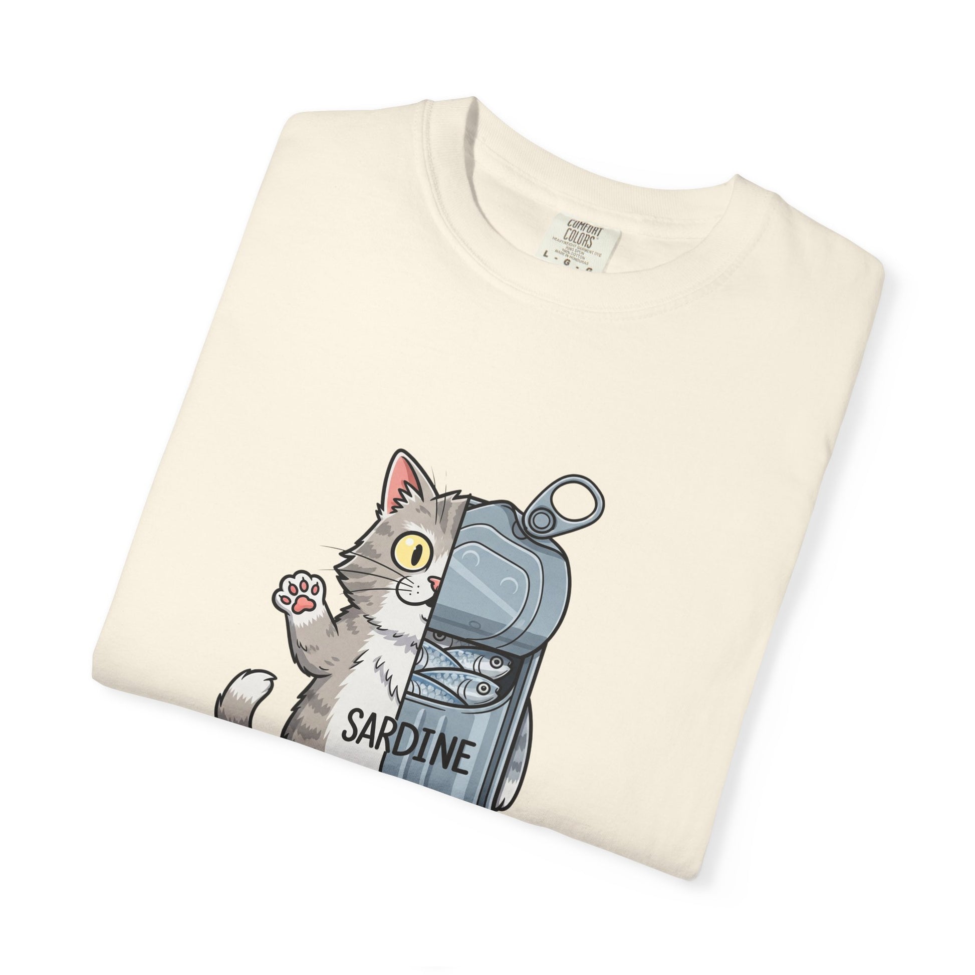 Comfort Colors® Sardine Cat Unisex T-Shirt - Funny Kitten Graphic Tee, Cat Lover Gift, Pet Lover Tee, Cat Themed Gift, Cute Cat Shirt