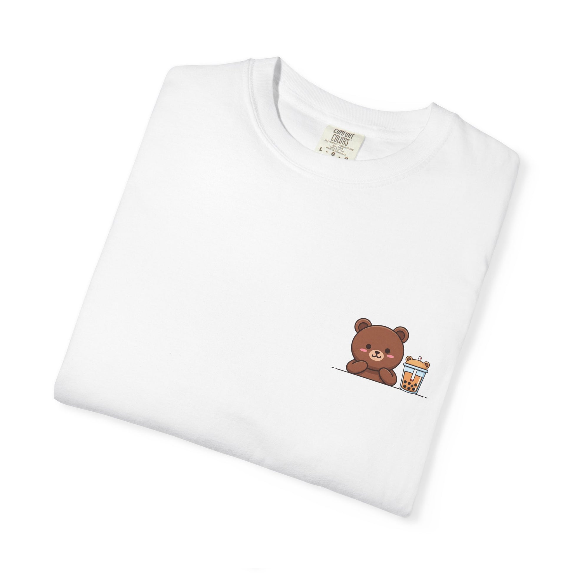 Comfort Colors® Cute Bear Bubble Tea T-Shirt, Kawaii Style Tee, Unisex Shirt, Adorable Animal Top, Garment-Dyed Tee