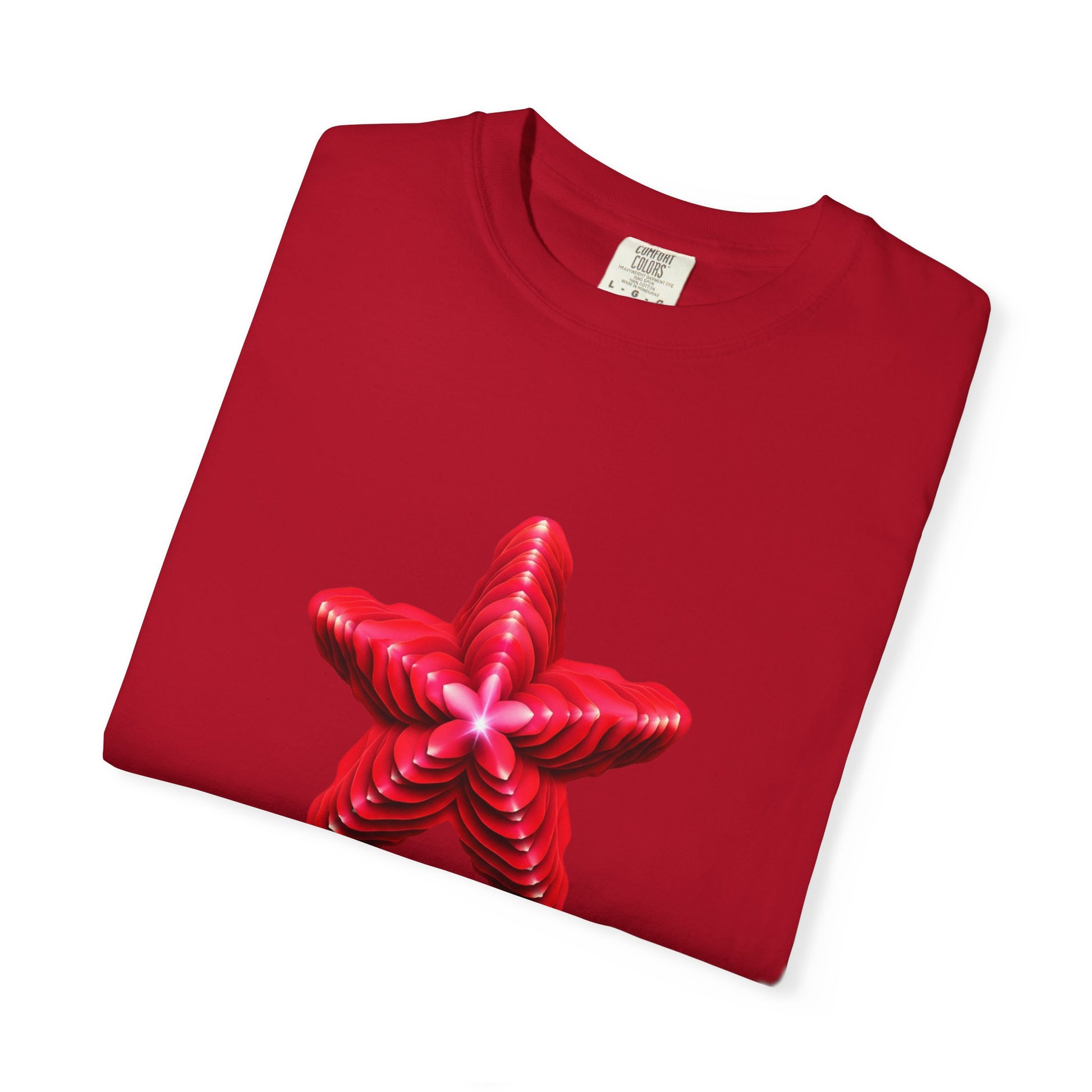 Comfort Colors® Red Star Flower T-shirt - Bold Artistic Graphic Tee, Red Star Tee, Flower Graphic Shirt, Bold Artistic Tee, Unique Pattern
