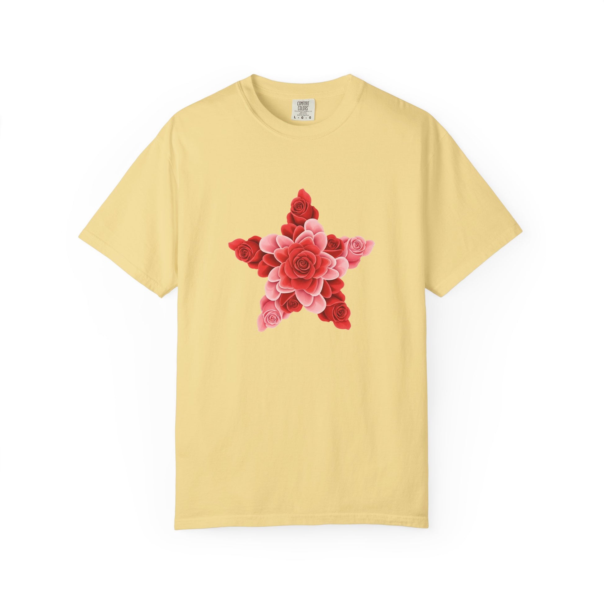 Comfort Colors Rose Star T-Shirt - Romantic Floral Graphic Tee, Rose Shirt Gift, Valentine's Day Tee, Nature Inspired Top, Love Themed