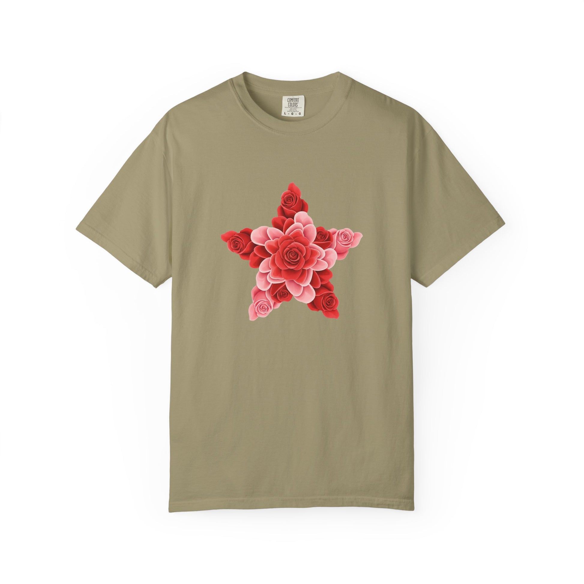 Comfort Colors Rose Star T-Shirt - Romantic Floral Graphic Tee, Rose Shirt Gift, Valentine's Day Tee, Nature Inspired Top, Love Themed