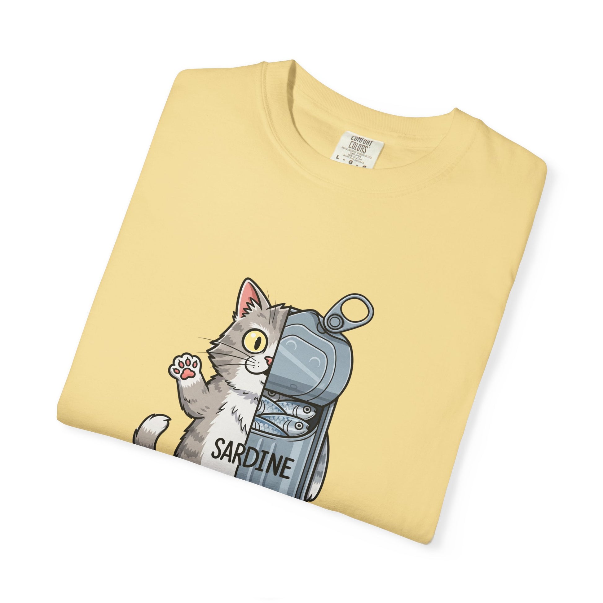 Comfort Colors® Sardine Cat Unisex T-Shirt - Funny Kitten Graphic Tee, Cat Lover Gift, Pet Lover Tee, Cat Themed Gift, Cute Cat Shirt