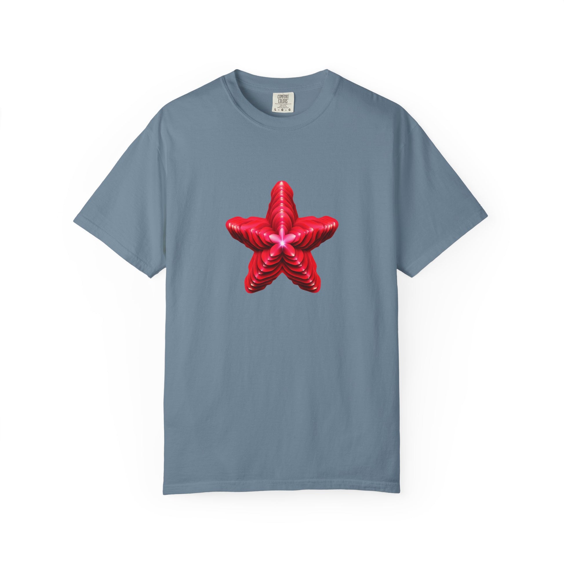 Comfort Colors® Red Star Flower T-shirt - Bold Artistic Graphic Tee, Red Star Tee, Flower Graphic Shirt, Bold Artistic Tee, Unique Pattern