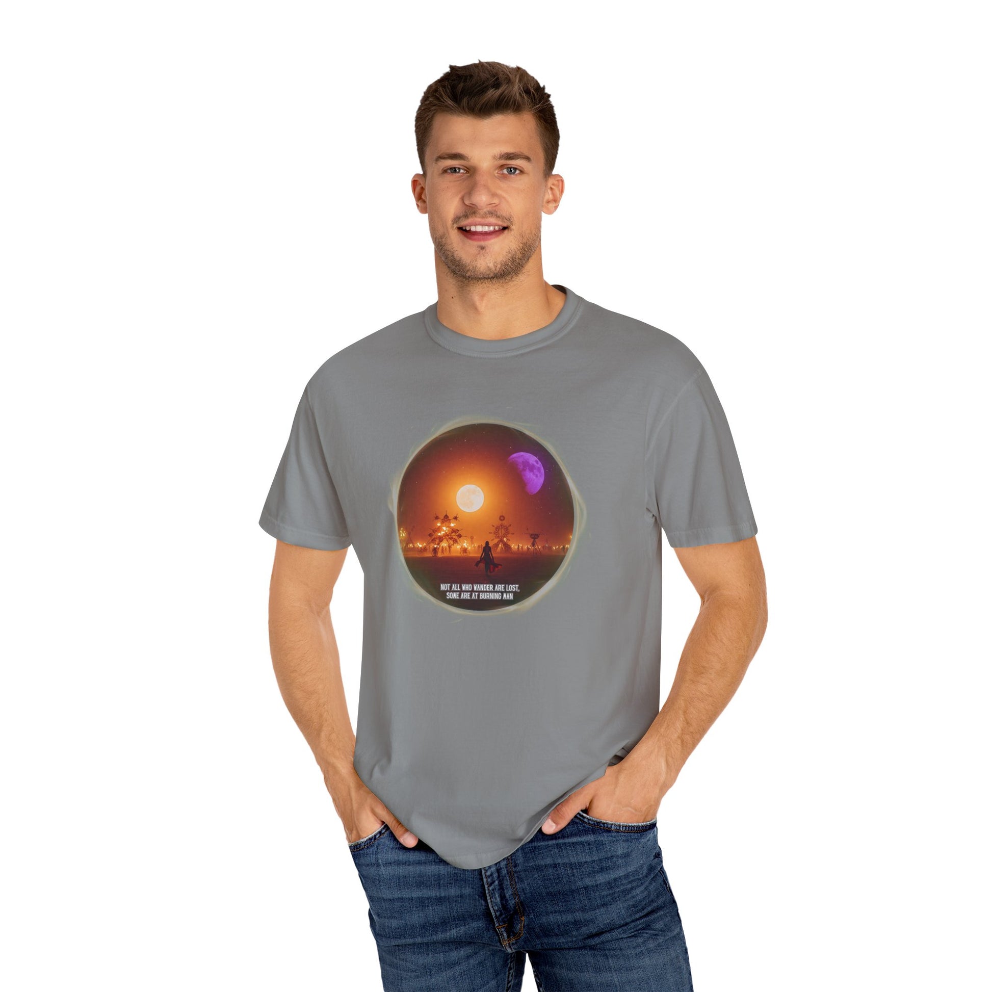 Burning Man 2025 Unisex Garment-Dyed T-shirt, Festival Wanderer Gift Shirt, Gift for Him or Her, Adventure Tee, Wanderlust Apparel