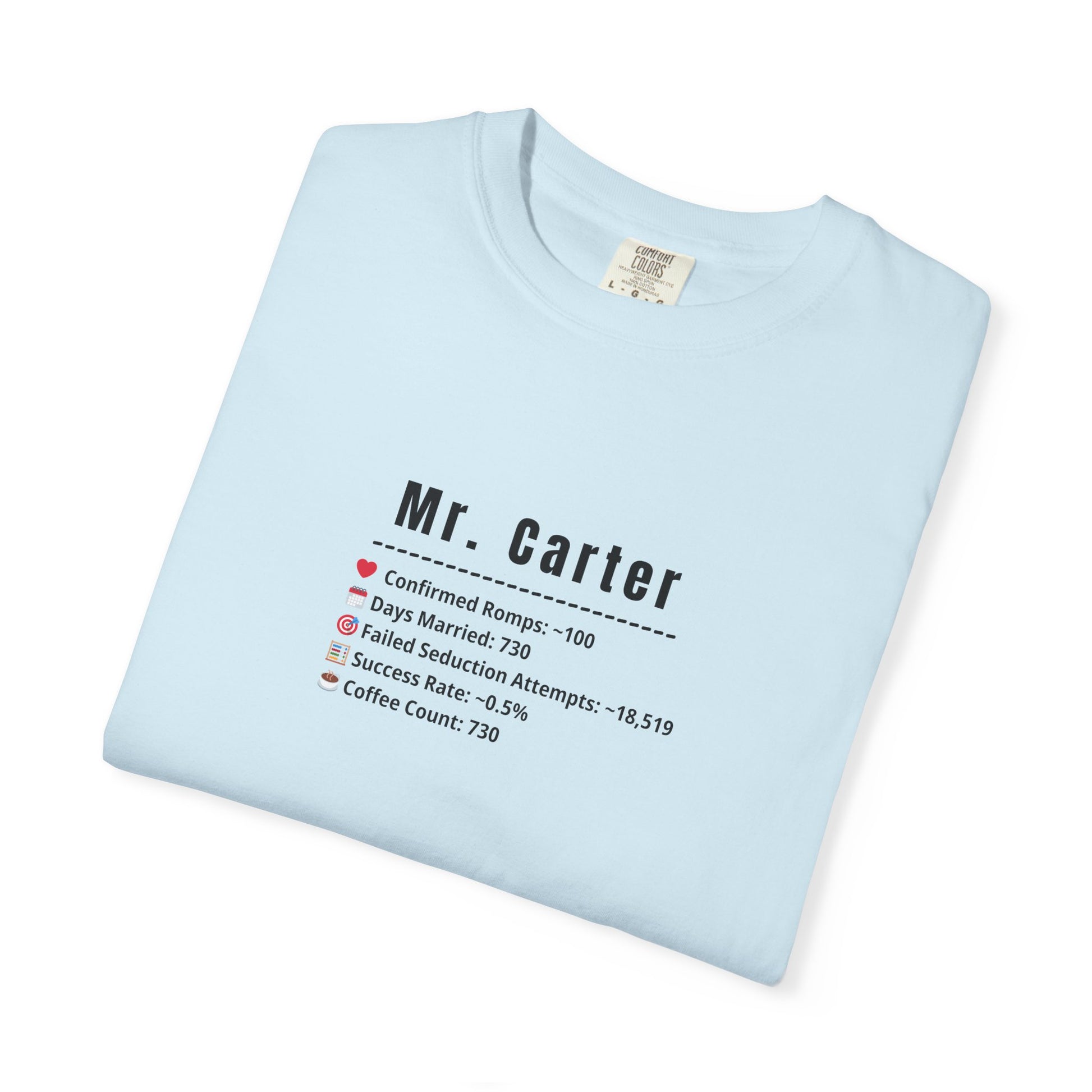 Comfort Colors® Shirt, Custom Mr. Marriage Stats T-Shirt, Personalized Couple Tee, Unisex Garment-Dyed Tee, Marriage Stats Humor Shirt