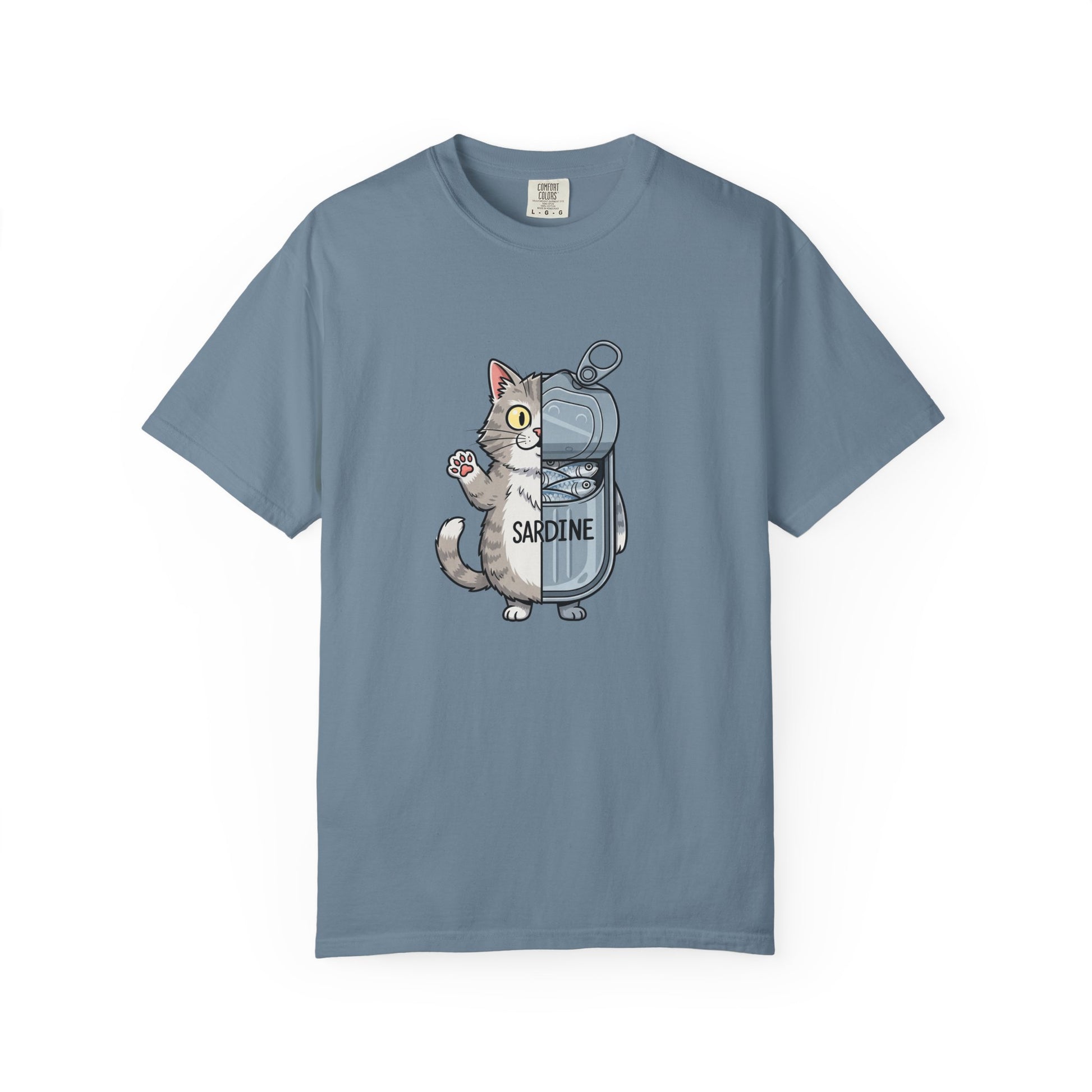 Comfort Colors® Sardine Cat Unisex T-Shirt - Funny Kitten Graphic Tee, Cat Lover Gift, Pet Lover Tee, Cat Themed Gift, Cute Cat Shirt