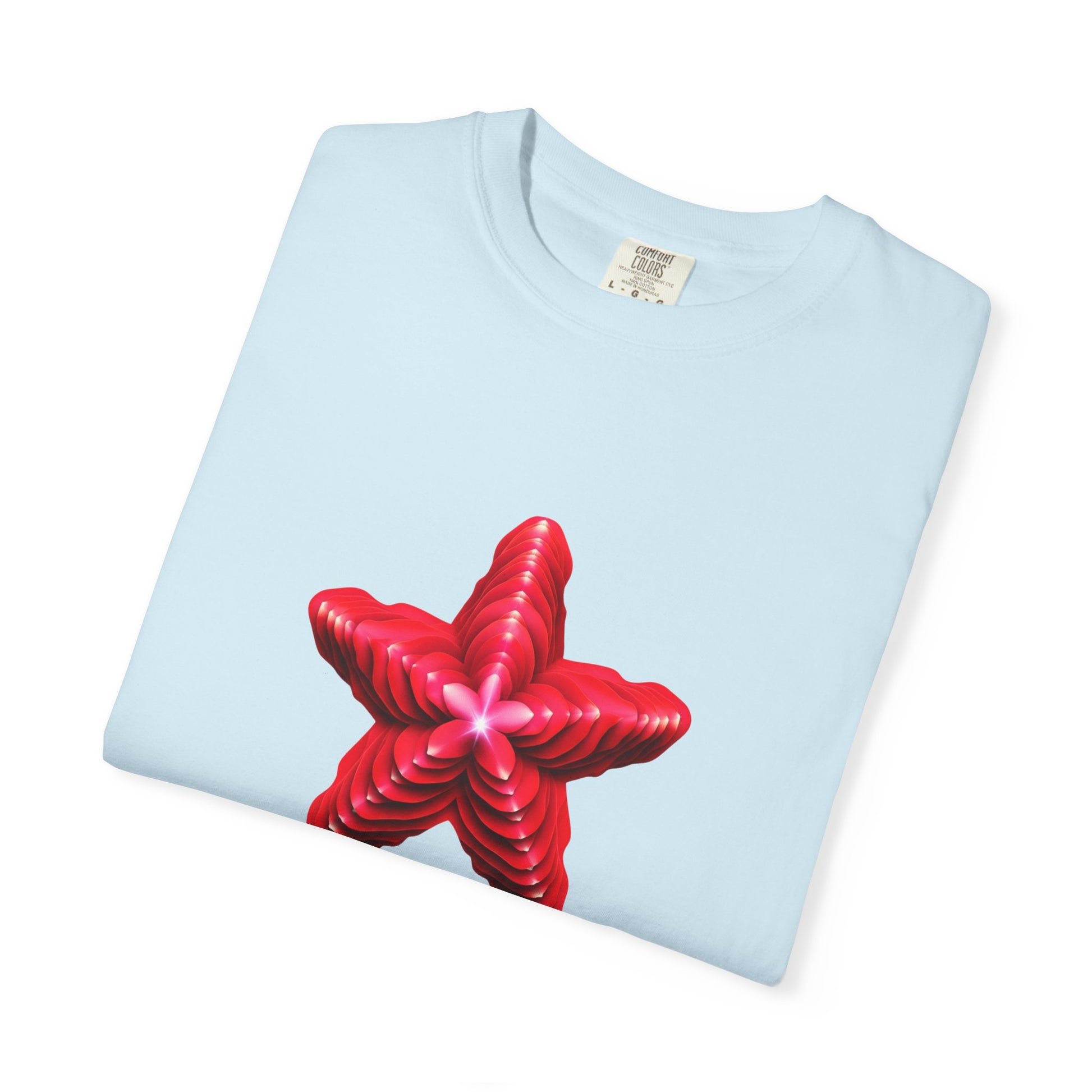 Comfort Colors® Red Star Flower T-shirt - Bold Artistic Graphic Tee, Red Star Tee, Flower Graphic Shirt, Bold Artistic Tee, Unique Pattern
