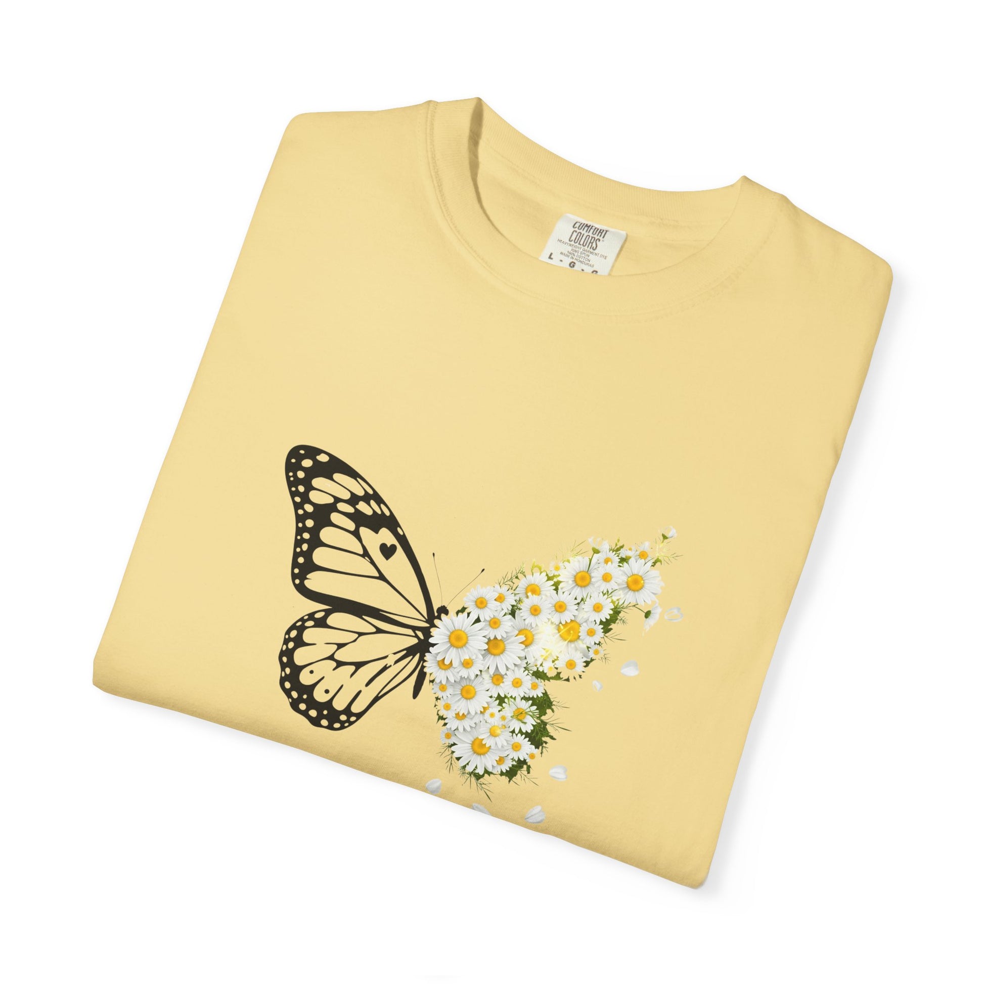 Comfort Colors® Butterfly Daisy T-shirt - Nature Floral Graphic Tee, Unisex Tee, Gift for Nature Lover, Whimsical Floral Shirt