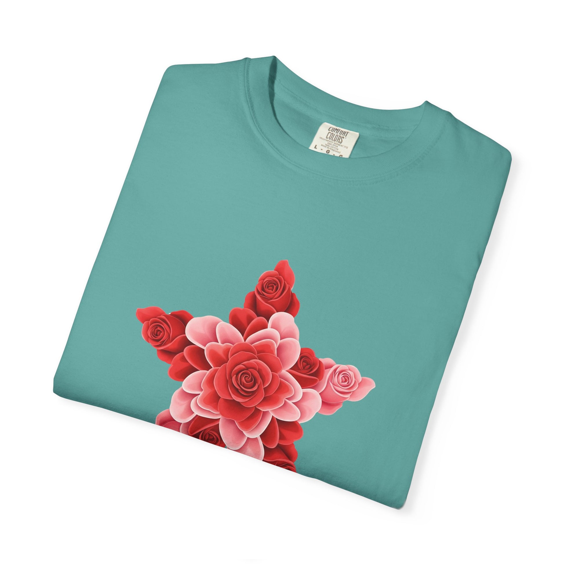 Comfort Colors Rose Star T-Shirt - Romantic Floral Graphic Tee, Rose Shirt Gift, Valentine's Day Tee, Nature Inspired Top, Love Themed