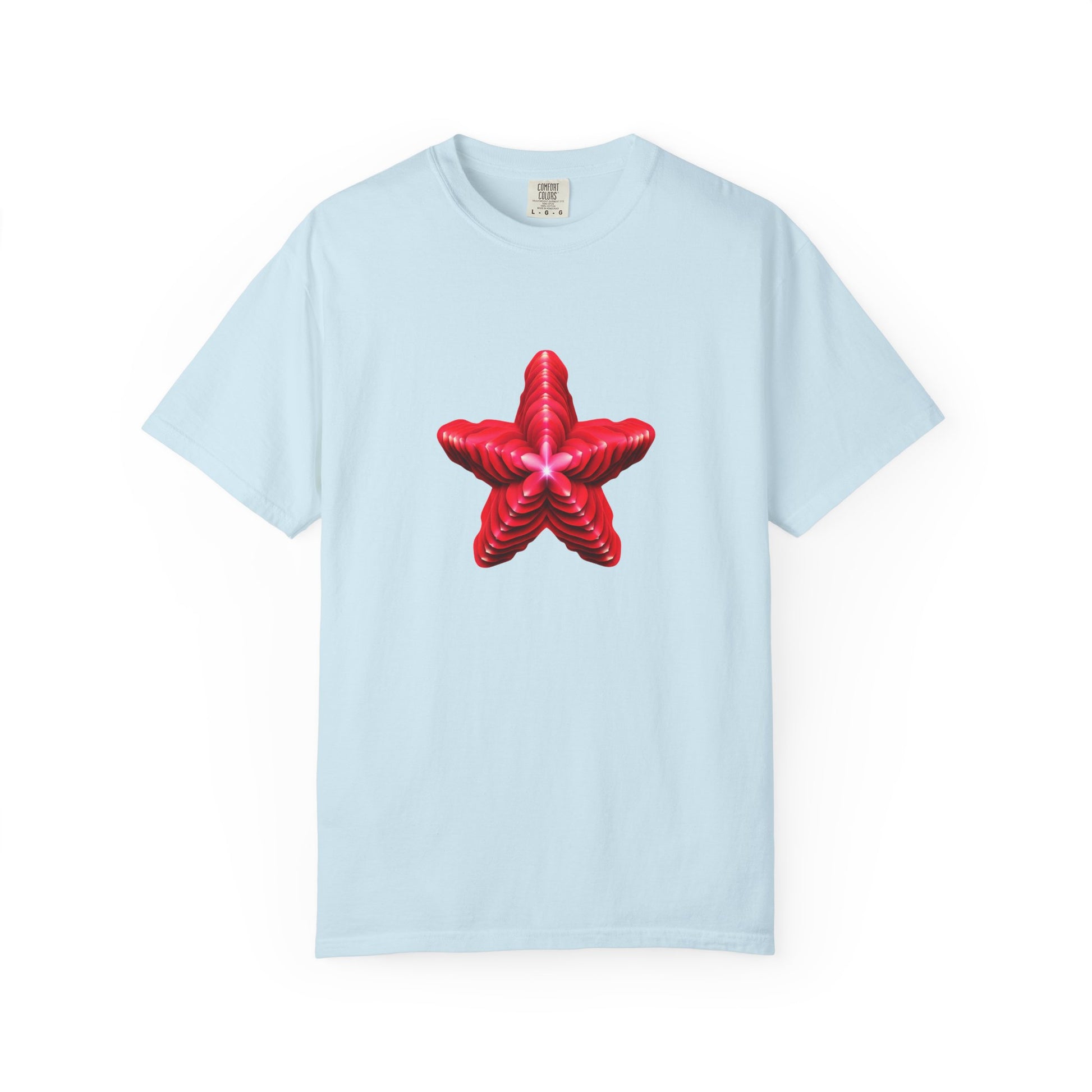 Comfort Colors® Red Star Flower T-shirt - Bold Artistic Graphic Tee, Red Star Tee, Flower Graphic Shirt, Bold Artistic Tee, Unique Pattern