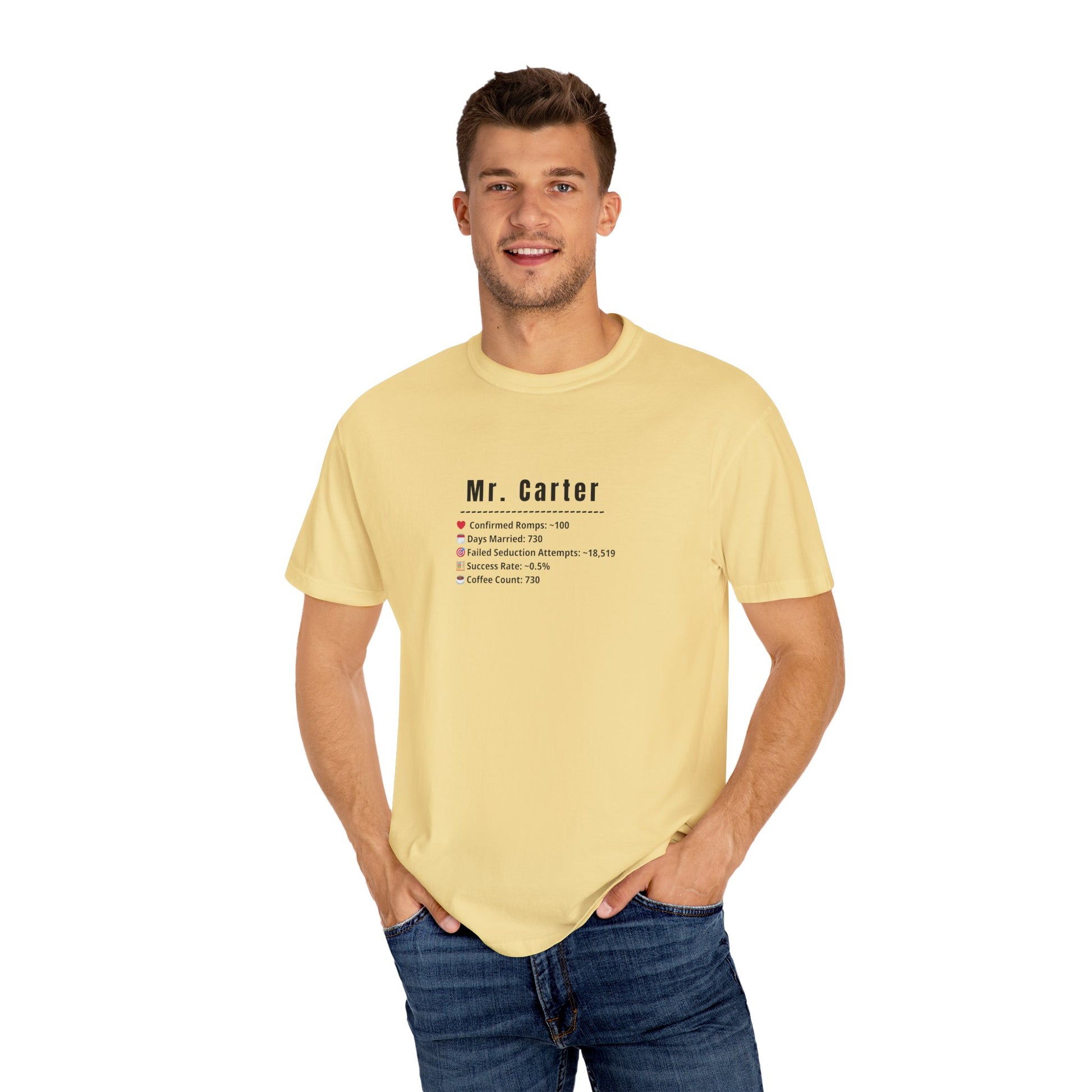 Comfort Colors® Shirt, Custom Mr. Marriage Stats T-Shirt, Personalized Couple Tee, Unisex Garment-Dyed Tee, Marriage Stats Humor Shirt