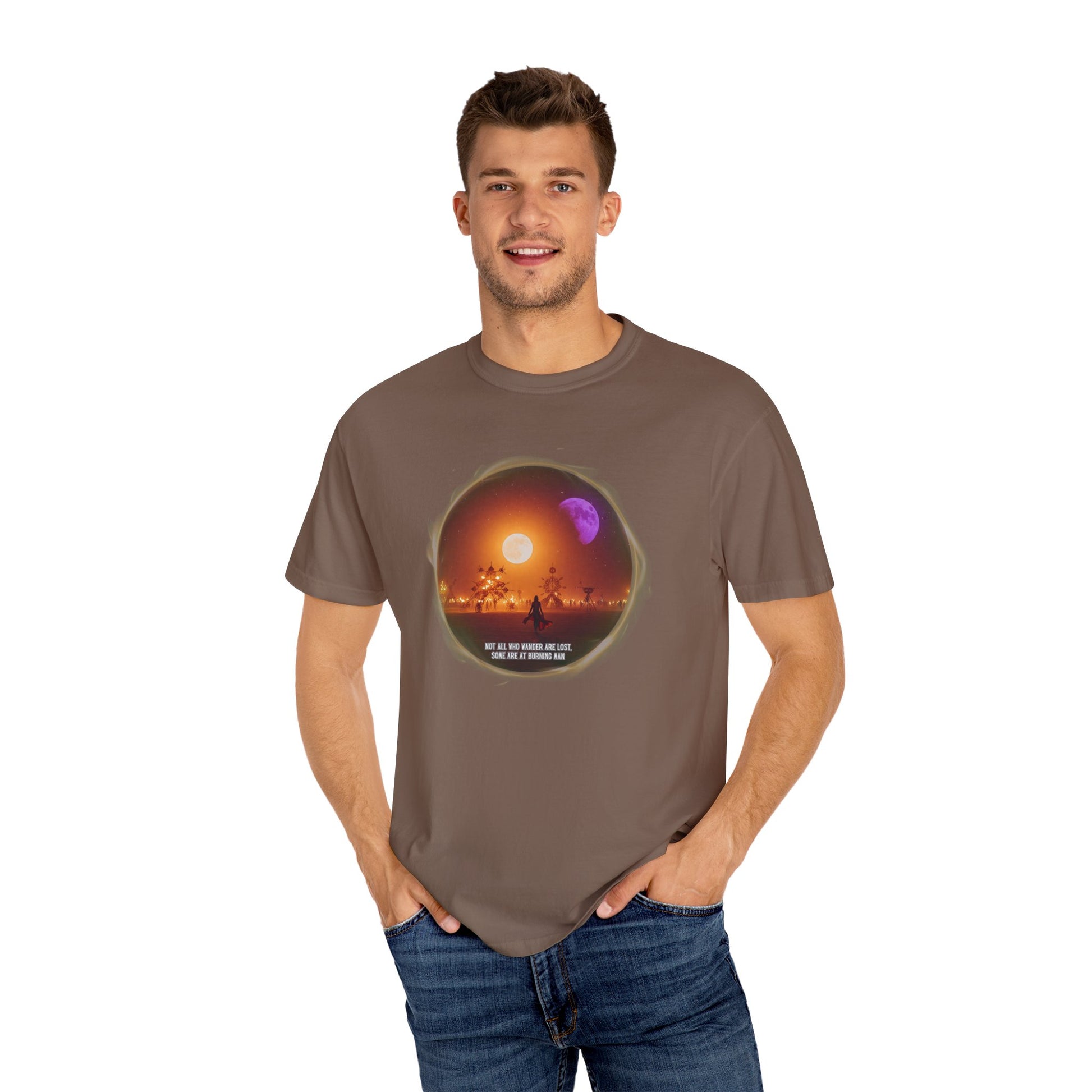 Burning Man 2025 Unisex Garment-Dyed T-shirt, Festival Wanderer Gift Shirt, Gift for Him or Her, Adventure Tee, Wanderlust Apparel