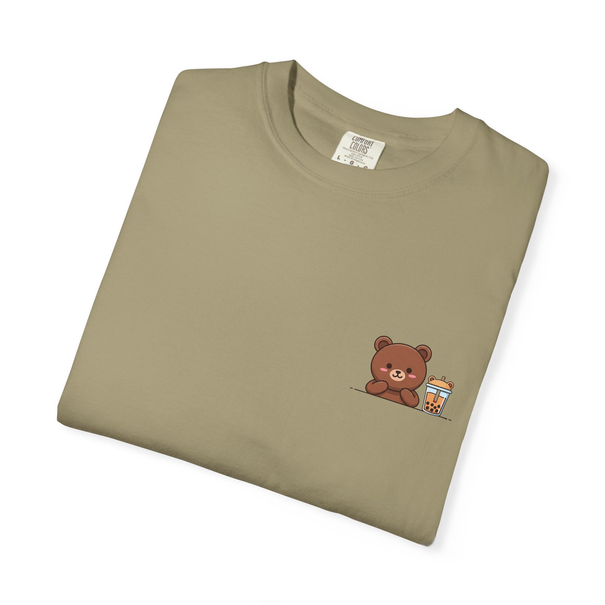 Comfort Colors® Cute Bear Bubble Tea T-Shirt, Kawaii Style Tee, Unisex Shirt, Adorable Animal Top, Garment-Dyed Tee