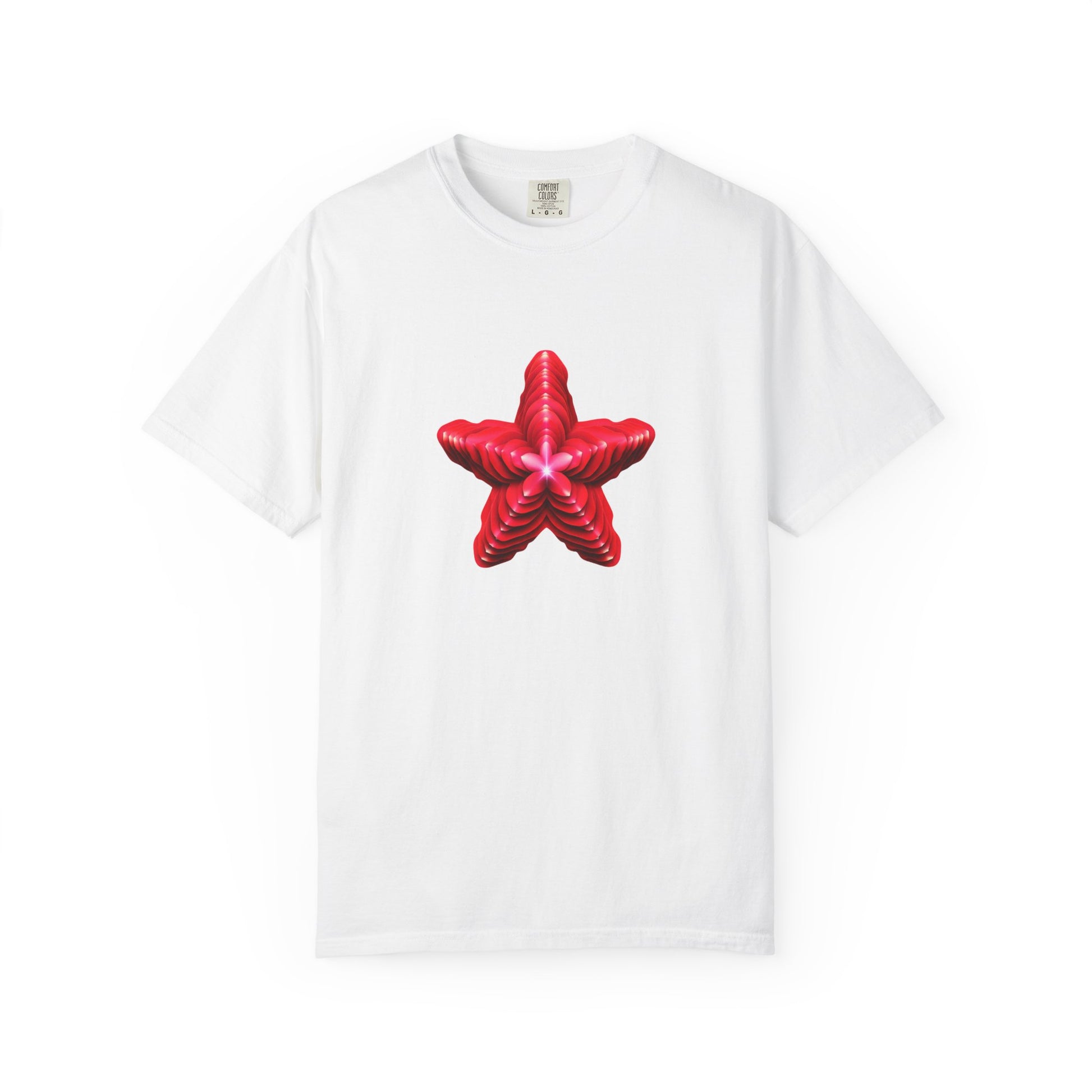 Comfort Colors® Red Star Flower T-shirt - Bold Artistic Graphic Tee, Red Star Tee, Flower Graphic Shirt, Bold Artistic Tee, Unique Pattern