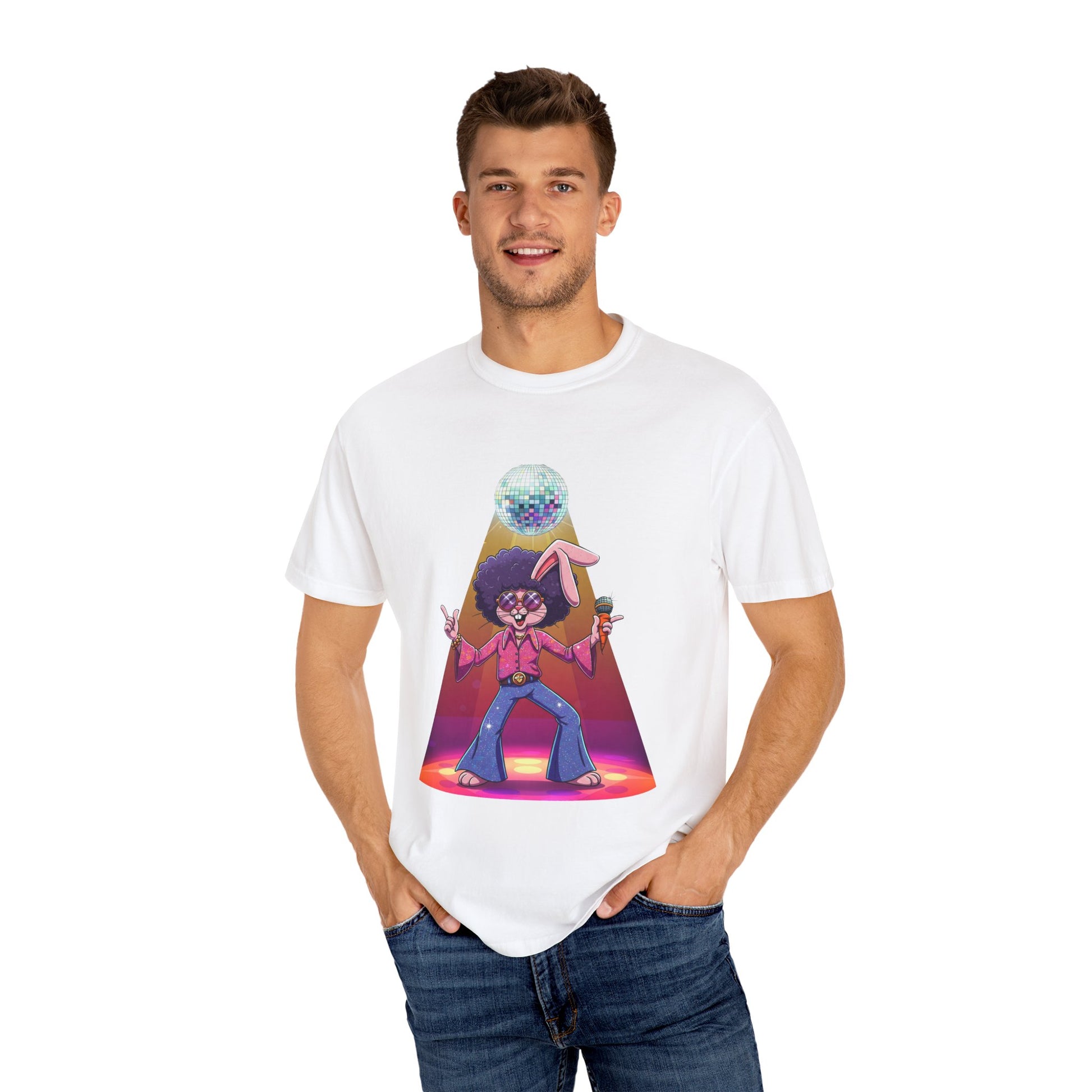 Disco Rabbit Unisex T-shirt, Bunny Graphic Tee, Cute Animal Shirt, Rabbit Lover Gift, Vintage Style Tee