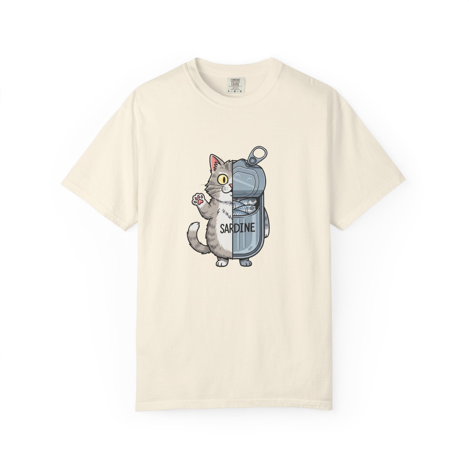 Comfort Colors® Sardine Cat Unisex T-Shirt - Funny Kitten Graphic Tee, Cat Lover Gift, Pet Lover Tee, Cat Themed Gift, Cute Cat Shirt