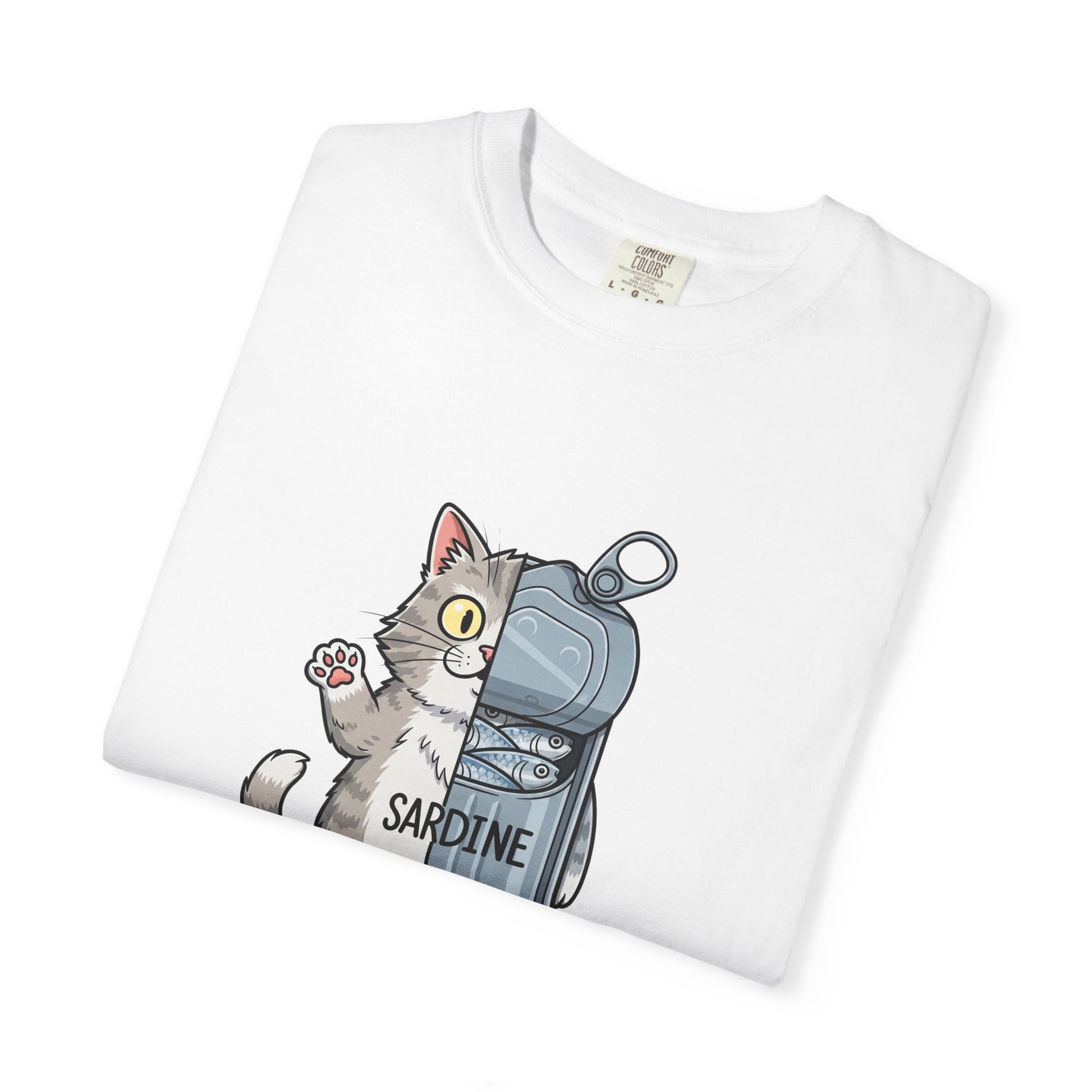 Comfort Colors® Sardine Cat Unisex T-Shirt - Funny Kitten Graphic Tee, Cat Lover Gift, Pet Lover Tee, Cat Themed Gift, Cute Cat Shirt