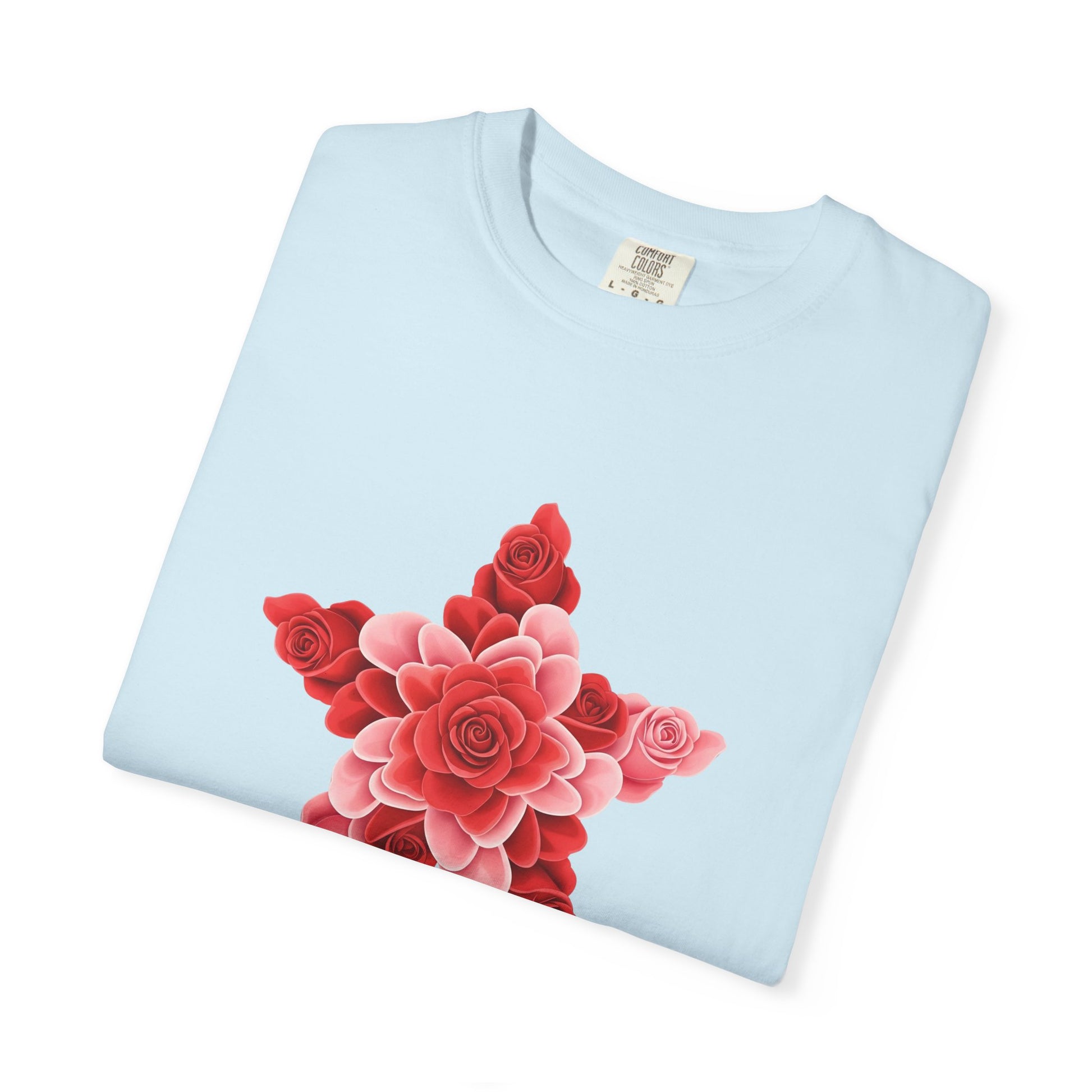 Comfort Colors Rose Star T-Shirt - Romantic Floral Graphic Tee, Rose Shirt Gift, Valentine's Day Tee, Nature Inspired Top, Love Themed
