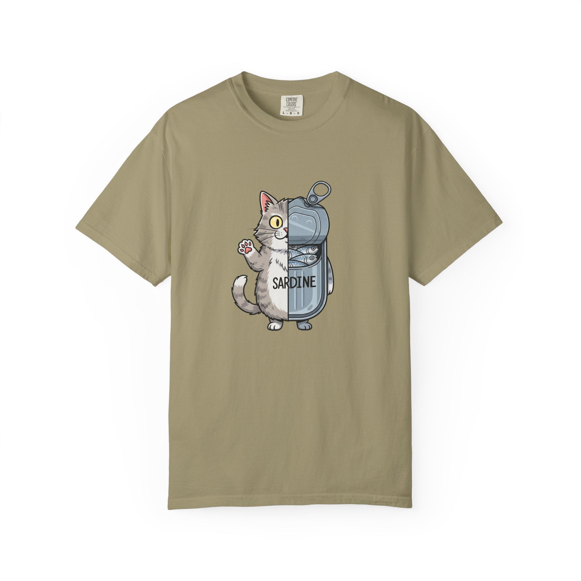 Comfort Colors® Sardine Cat Unisex T-Shirt - Funny Kitten Graphic Tee, Cat Lover Gift, Pet Lover Tee, Cat Themed Gift, Cute Cat Shirt