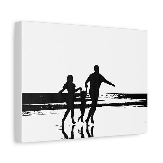 Family Beach Silhouette Canvas, Wall Art for Home, Coastal Decor, Gift for Parents, Beach Lovers, Family Bonding