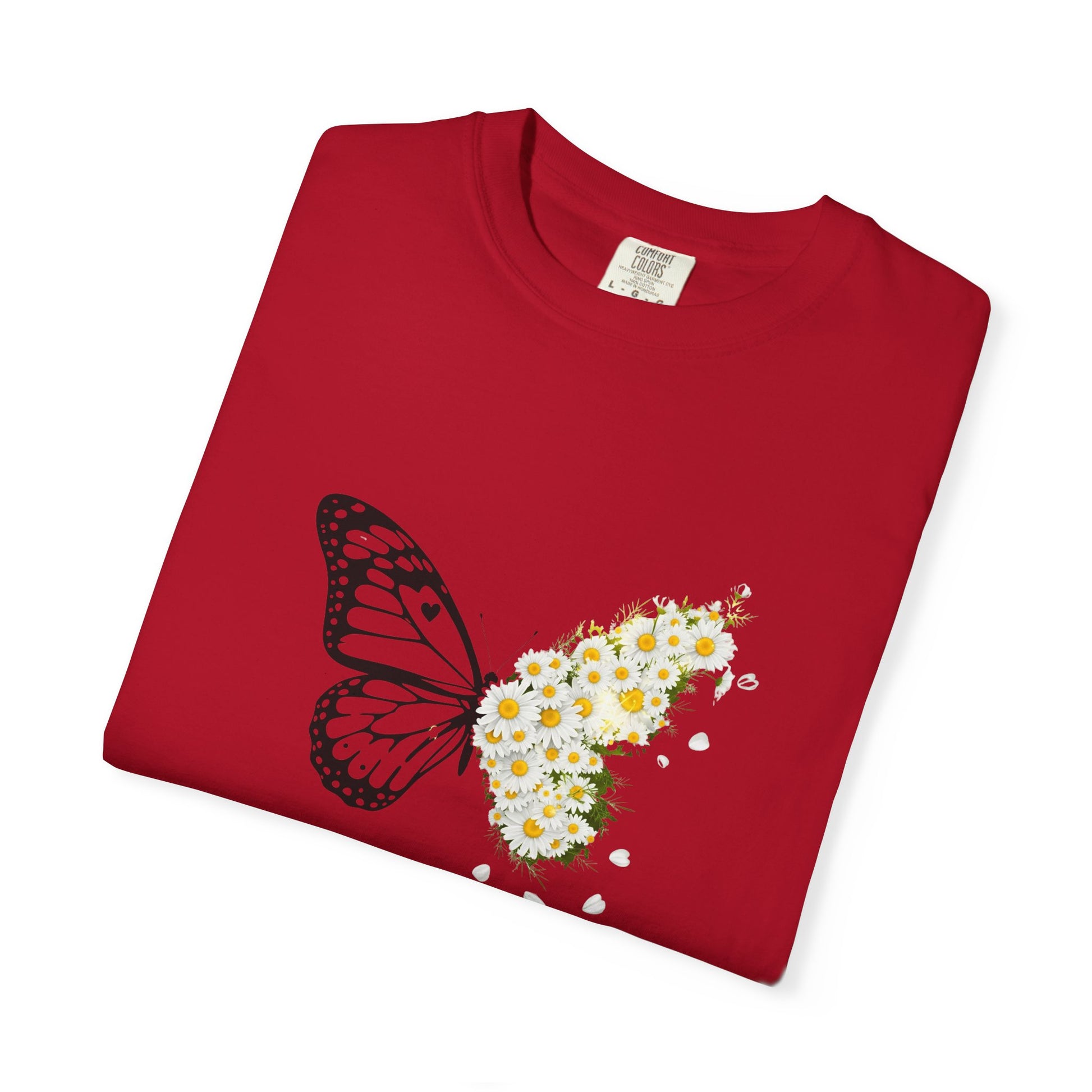 Comfort Colors® Butterfly Daisy T-shirt - Nature Floral Graphic Tee, Unisex Tee, Gift for Nature Lover, Whimsical Floral Shirt