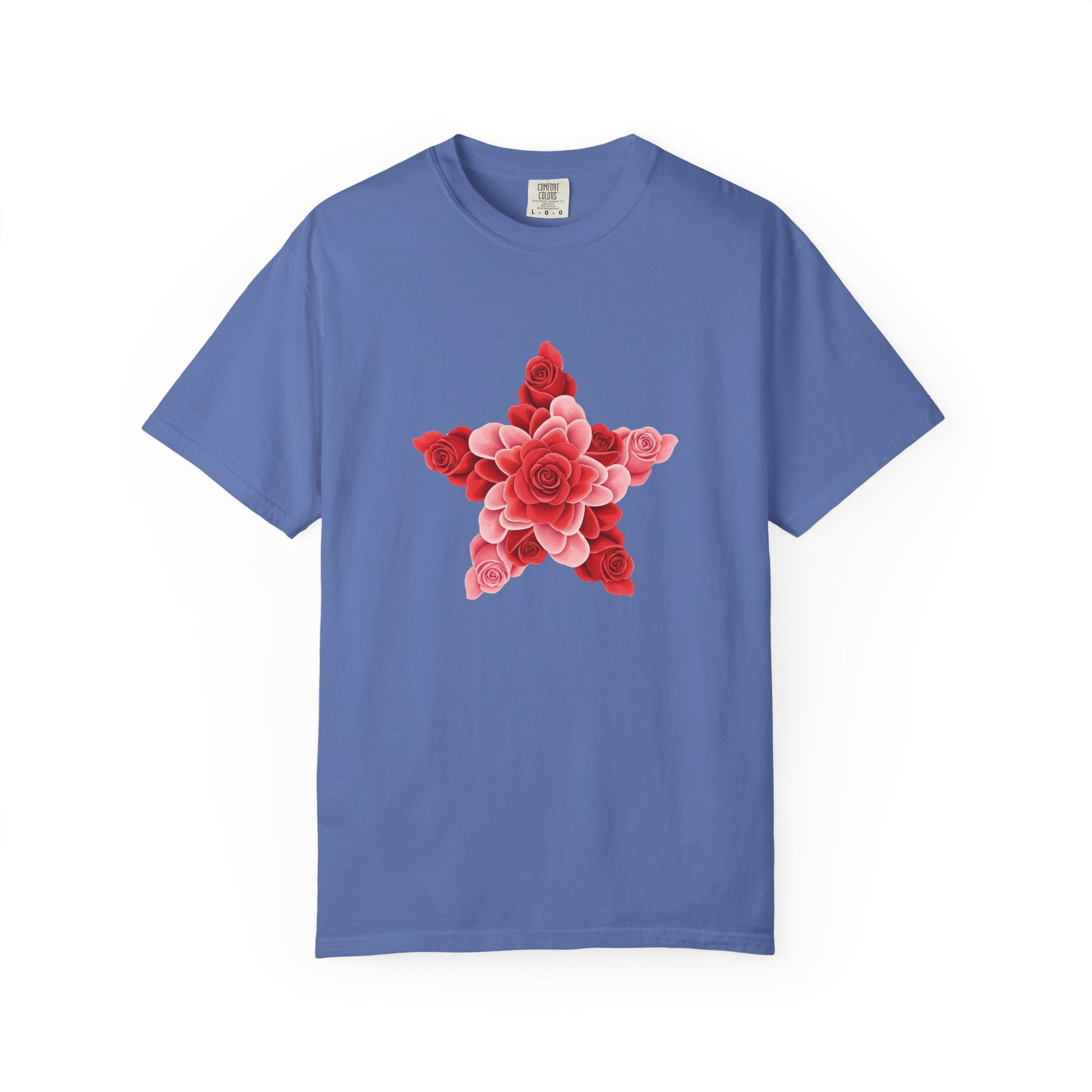 Comfort Colors Rose Star T-Shirt - Romantic Floral Graphic Tee, Rose Shirt Gift, Valentine's Day Tee, Nature Inspired Top, Love Themed