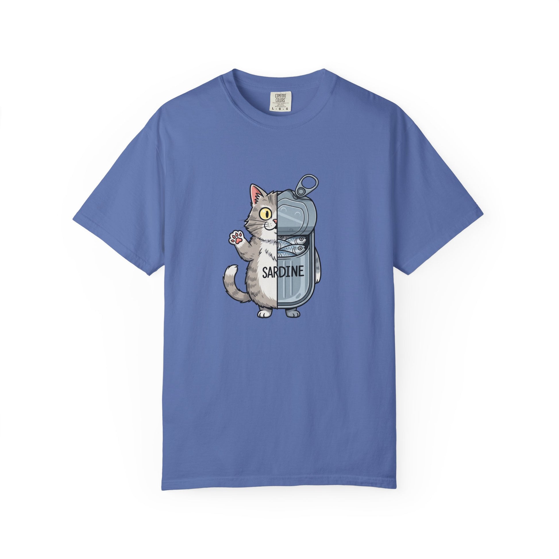 Comfort Colors® Sardine Cat Unisex T-Shirt - Funny Kitten Graphic Tee, Cat Lover Gift, Pet Lover Tee, Cat Themed Gift, Cute Cat Shirt