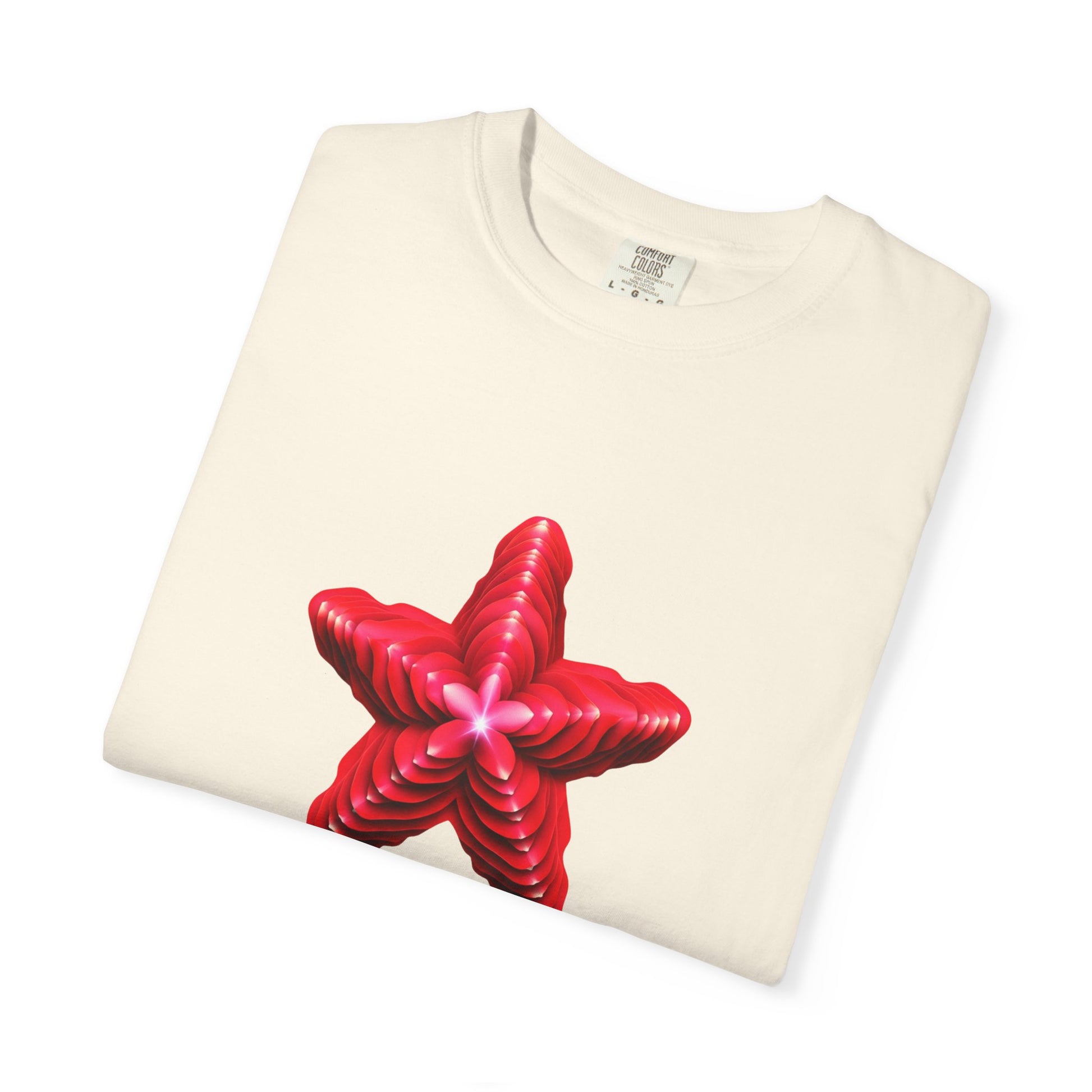 Comfort Colors® Red Star Flower T-shirt - Bold Artistic Graphic Tee, Red Star Tee, Flower Graphic Shirt, Bold Artistic Tee, Unique Pattern