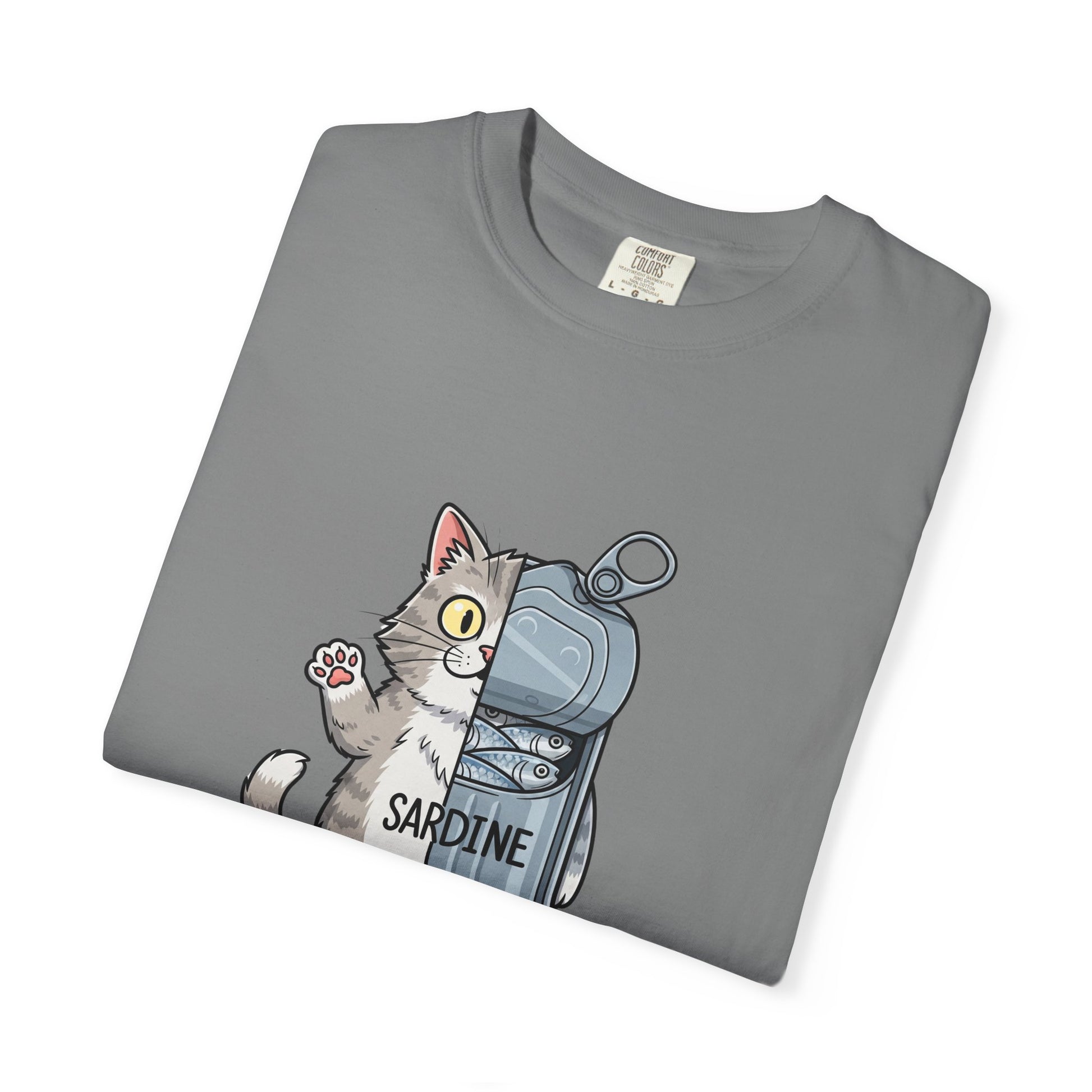 Comfort Colors® Sardine Cat Unisex T-Shirt - Funny Kitten Graphic Tee, Cat Lover Gift, Pet Lover Tee, Cat Themed Gift, Cute Cat Shirt