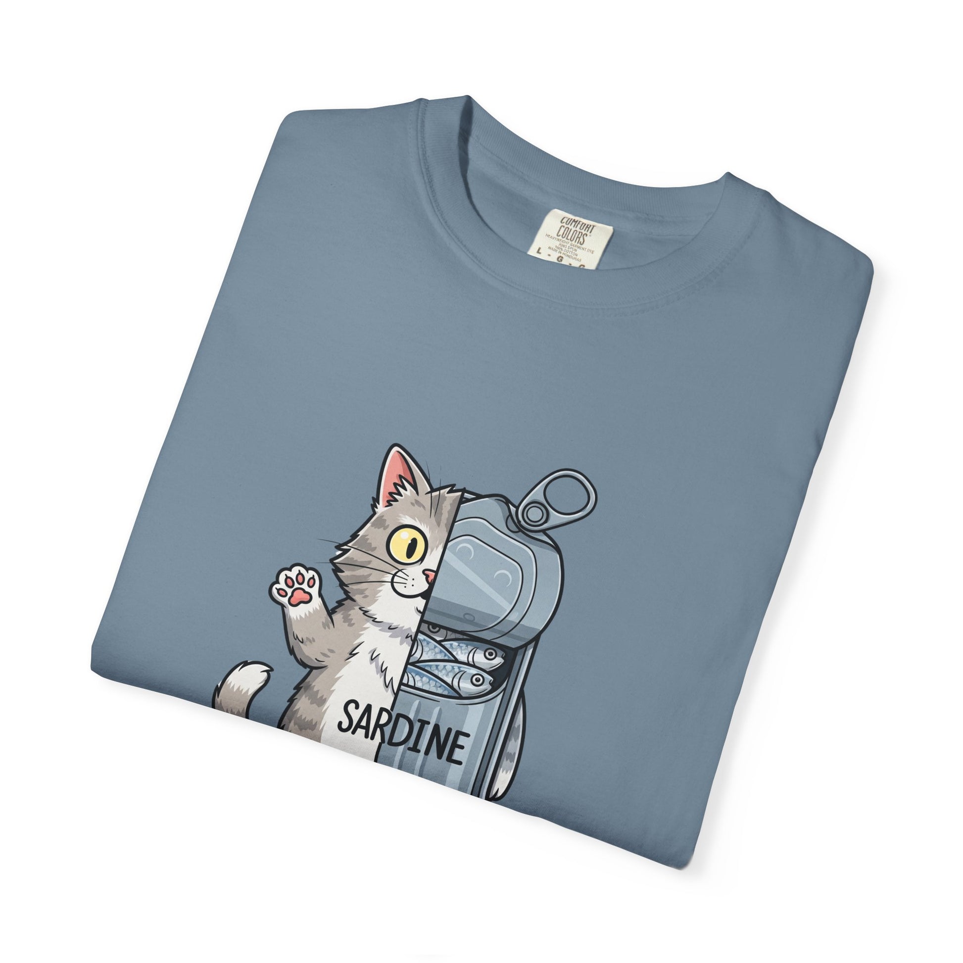 Comfort Colors® Sardine Cat Unisex T-Shirt - Funny Kitten Graphic Tee, Cat Lover Gift, Pet Lover Tee, Cat Themed Gift, Cute Cat Shirt
