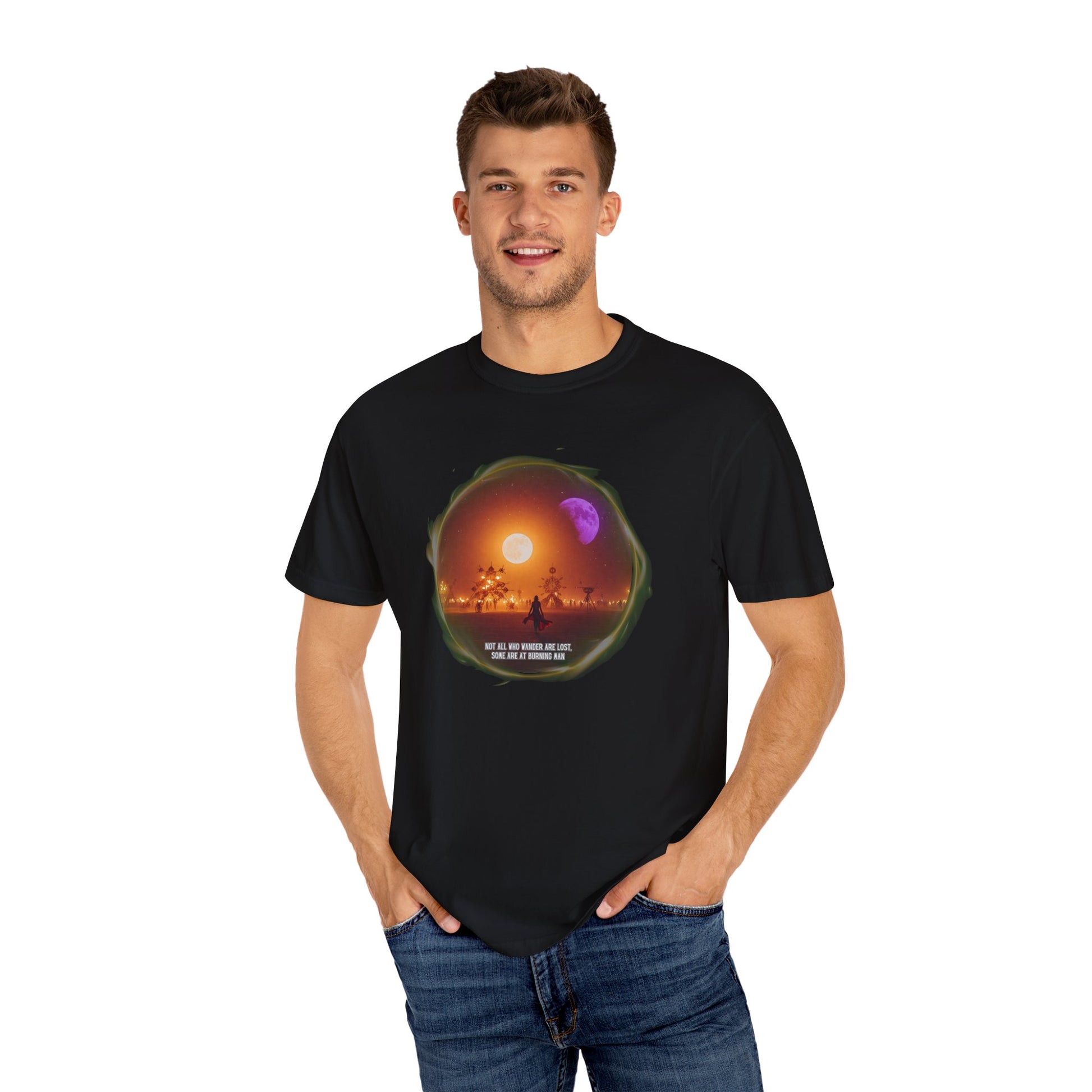 Burning Man 2025 Unisex Garment-Dyed T-shirt, Festival Wanderer Gift Shirt, Gift for Him or Her, Adventure Tee, Wanderlust Apparel