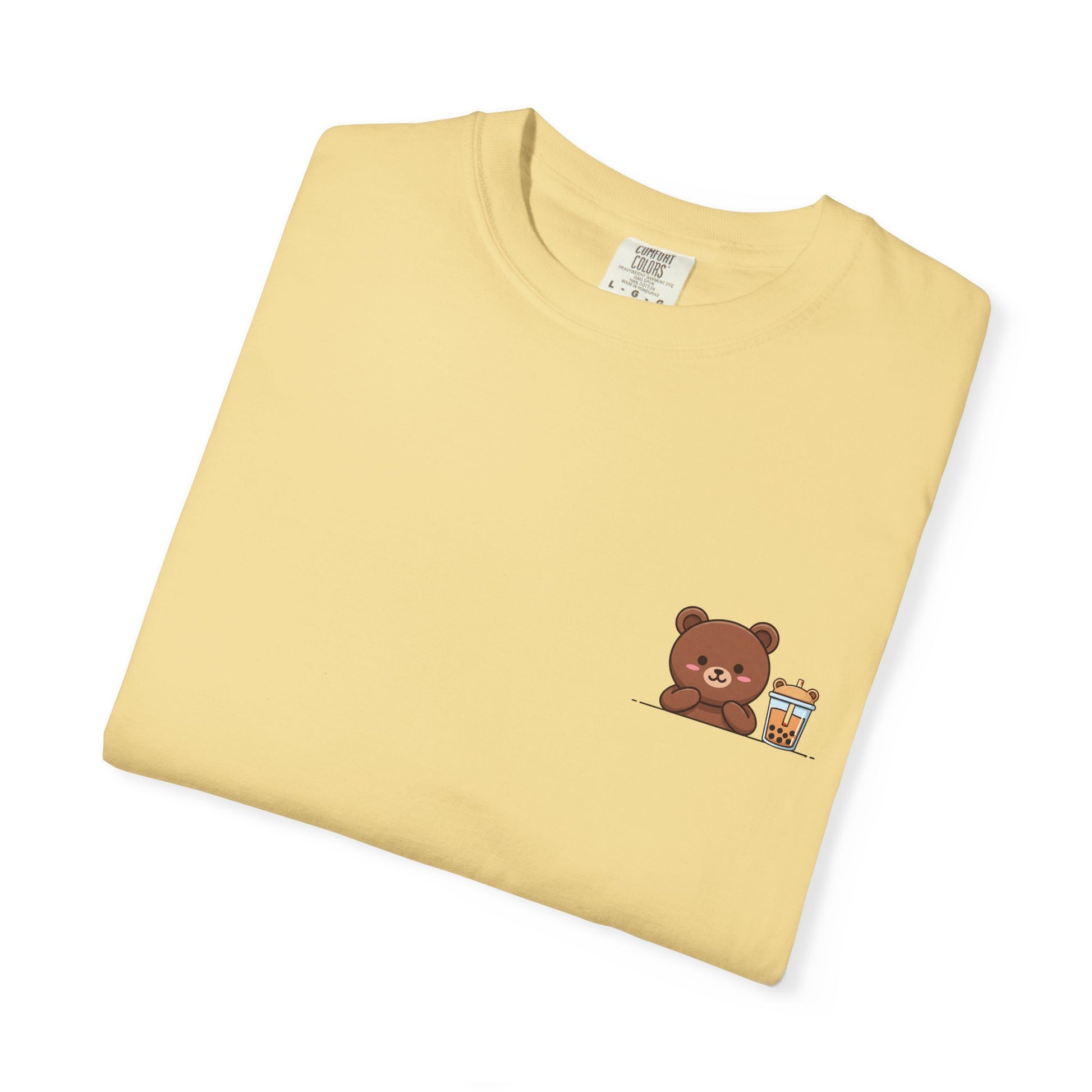 Comfort Colors® Cute Bear Bubble Tea T-Shirt, Kawaii Style Tee, Unisex Shirt, Adorable Animal Top, Garment-Dyed Tee