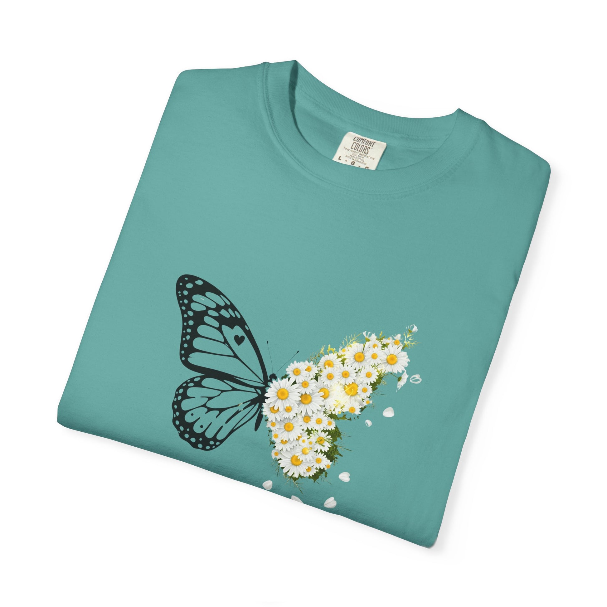 Comfort Colors® Butterfly Daisy T-shirt - Nature Floral Graphic Tee, Unisex Tee, Gift for Nature Lover, Whimsical Floral Shirt