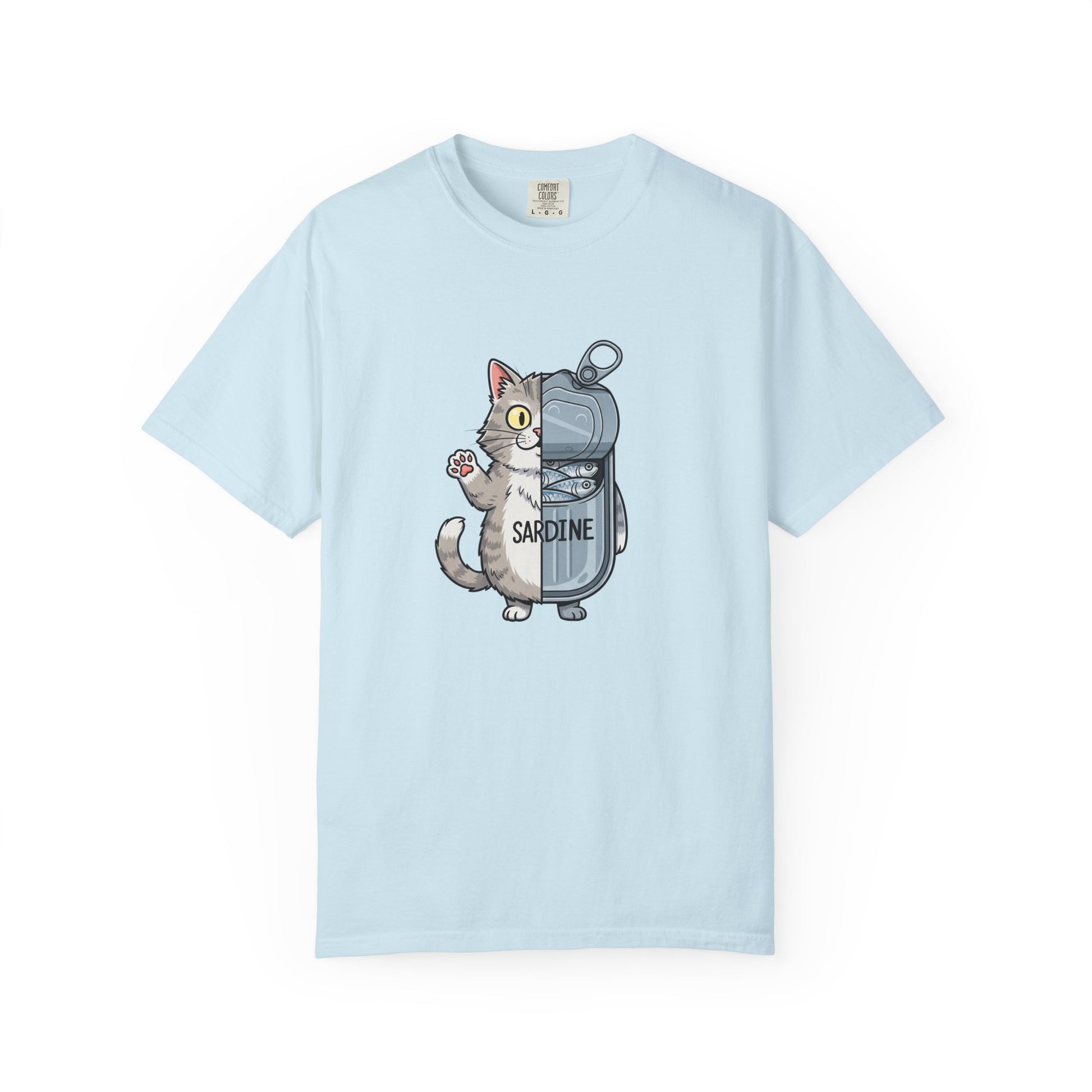 Comfort Colors® Sardine Cat Unisex T-Shirt - Funny Kitten Graphic Tee, Cat Lover Gift, Pet Lover Tee, Cat Themed Gift, Cute Cat Shirt