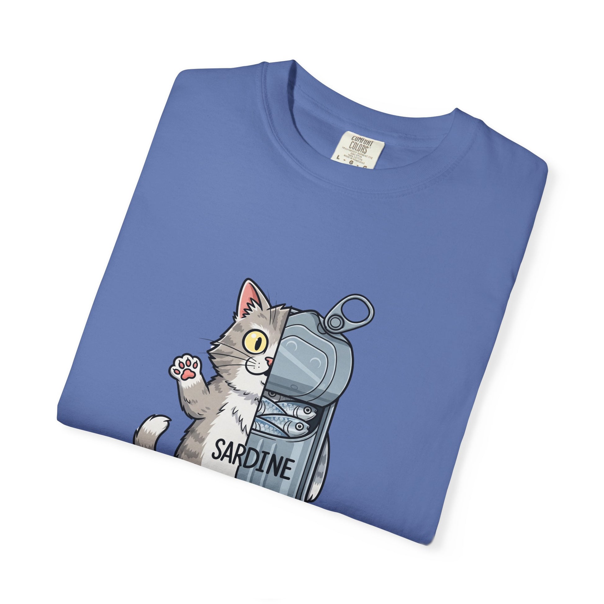 Comfort Colors® Sardine Cat Unisex T-Shirt - Funny Kitten Graphic Tee, Cat Lover Gift, Pet Lover Tee, Cat Themed Gift, Cute Cat Shirt