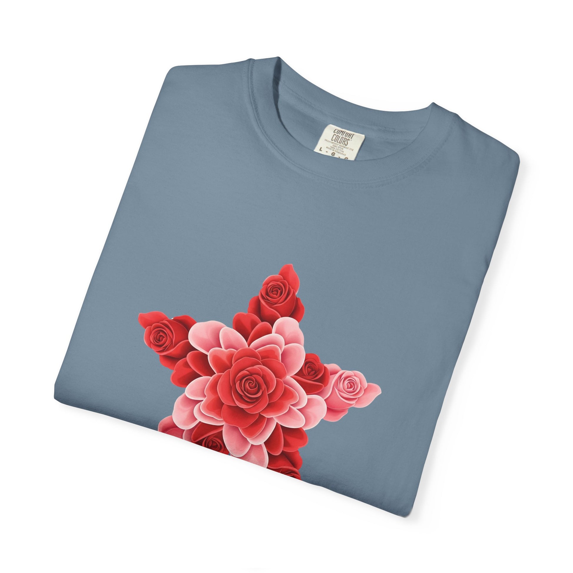 Comfort Colors Rose Star T-Shirt - Romantic Floral Graphic Tee, Rose Shirt Gift, Valentine's Day Tee, Nature Inspired Top, Love Themed