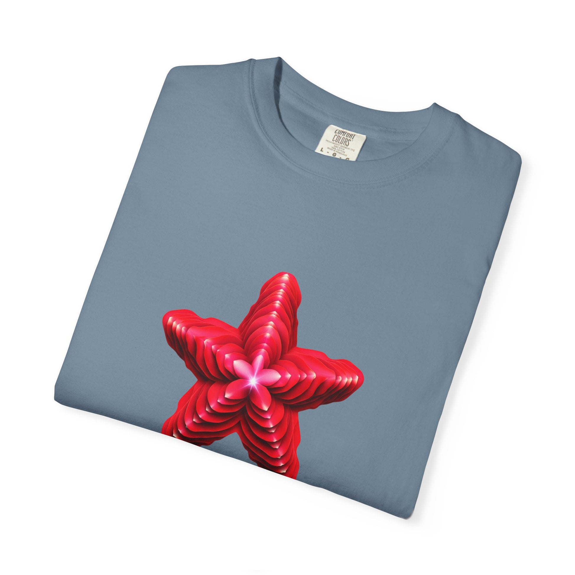 Comfort Colors® Red Star Flower T-shirt - Bold Artistic Graphic Tee, Red Star Tee, Flower Graphic Shirt, Bold Artistic Tee, Unique Pattern