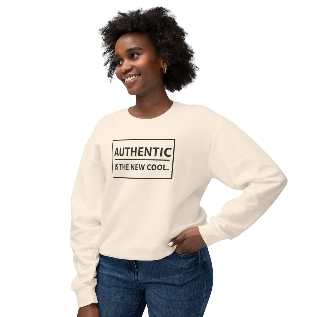 Authentic Is The New Cool Unisex Lightweight Crewneck Sweatshirt, Valentine Day Gift for her, Trendy Pullover Jumper, Hipster Fashion Top,