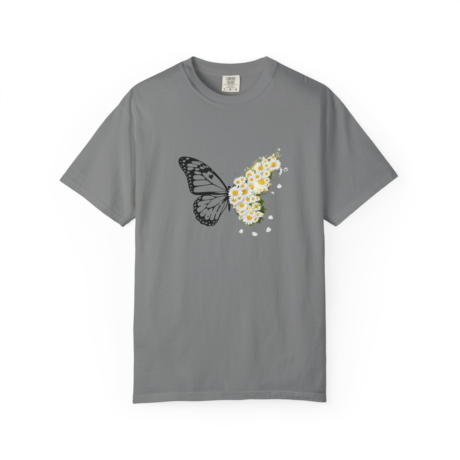 Comfort Colors® Butterfly Daisy T-shirt - Nature Floral Graphic Tee, Unisex Tee, Gift for Nature Lover, Whimsical Floral Shirt