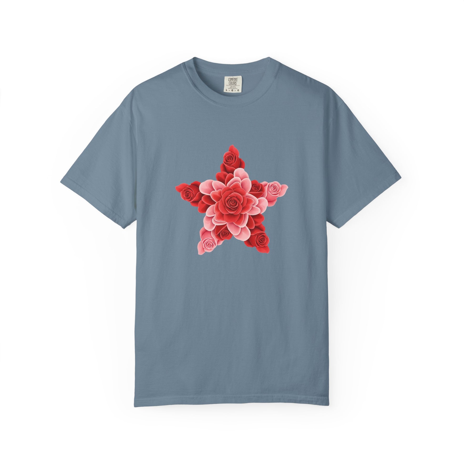Comfort Colors Rose Star T-Shirt - Romantic Floral Graphic Tee, Rose Shirt Gift, Valentine's Day Tee, Nature Inspired Top, Love Themed