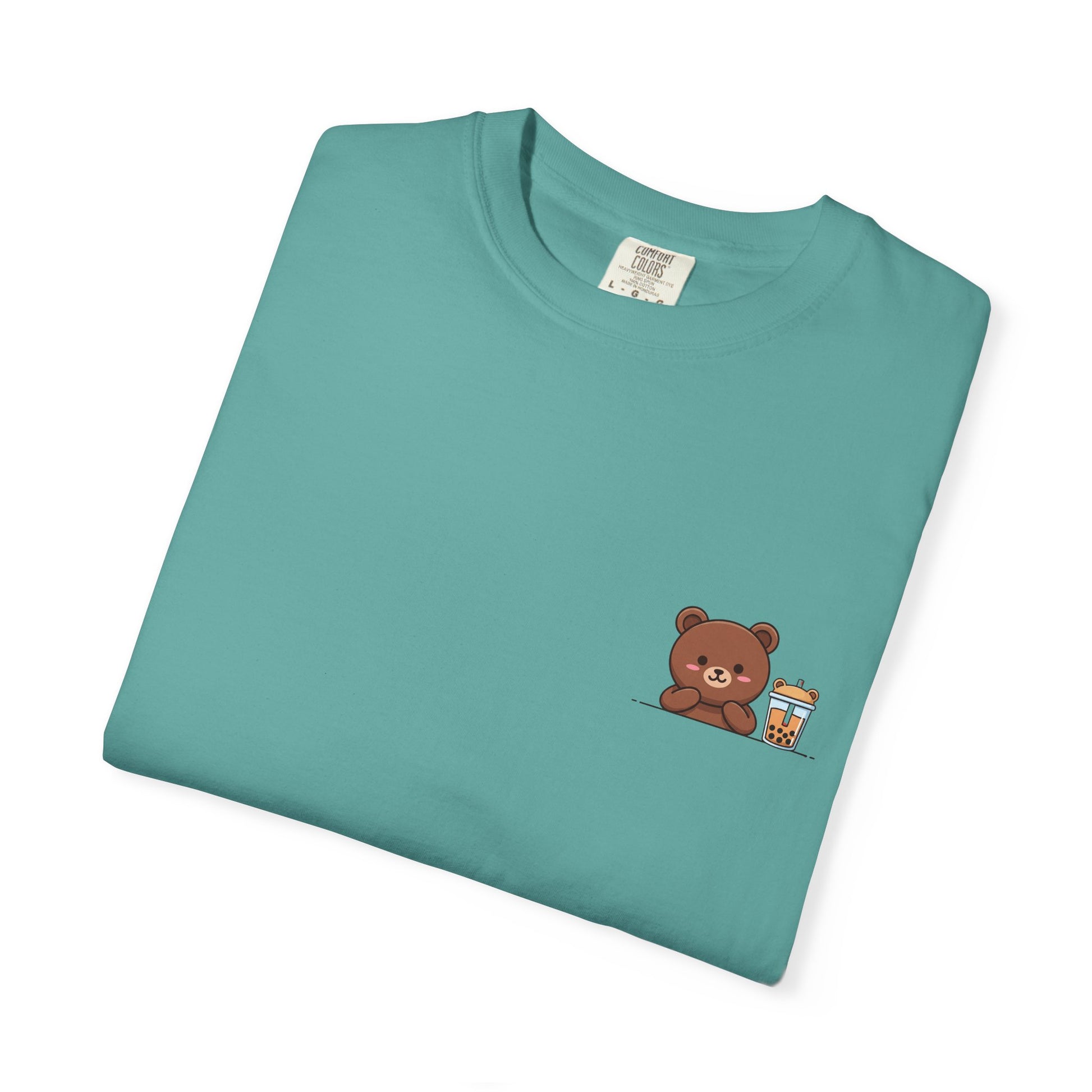 Comfort Colors® Cute Bear Bubble Tea T-Shirt, Kawaii Style Tee, Unisex Shirt, Adorable Animal Top, Garment-Dyed Tee
