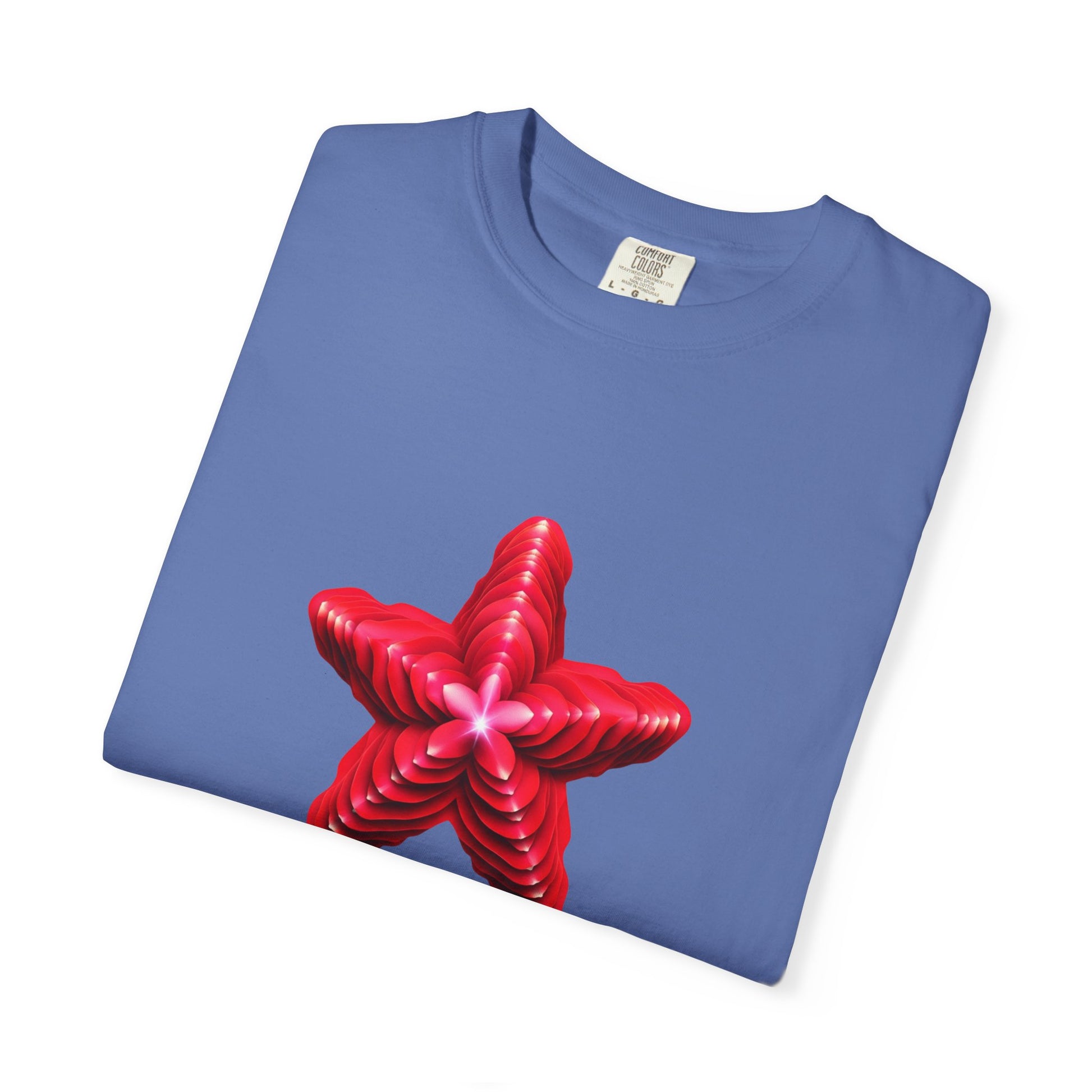 Comfort Colors® Red Star Flower T-shirt - Bold Artistic Graphic Tee, Red Star Tee, Flower Graphic Shirt, Bold Artistic Tee, Unique Pattern
