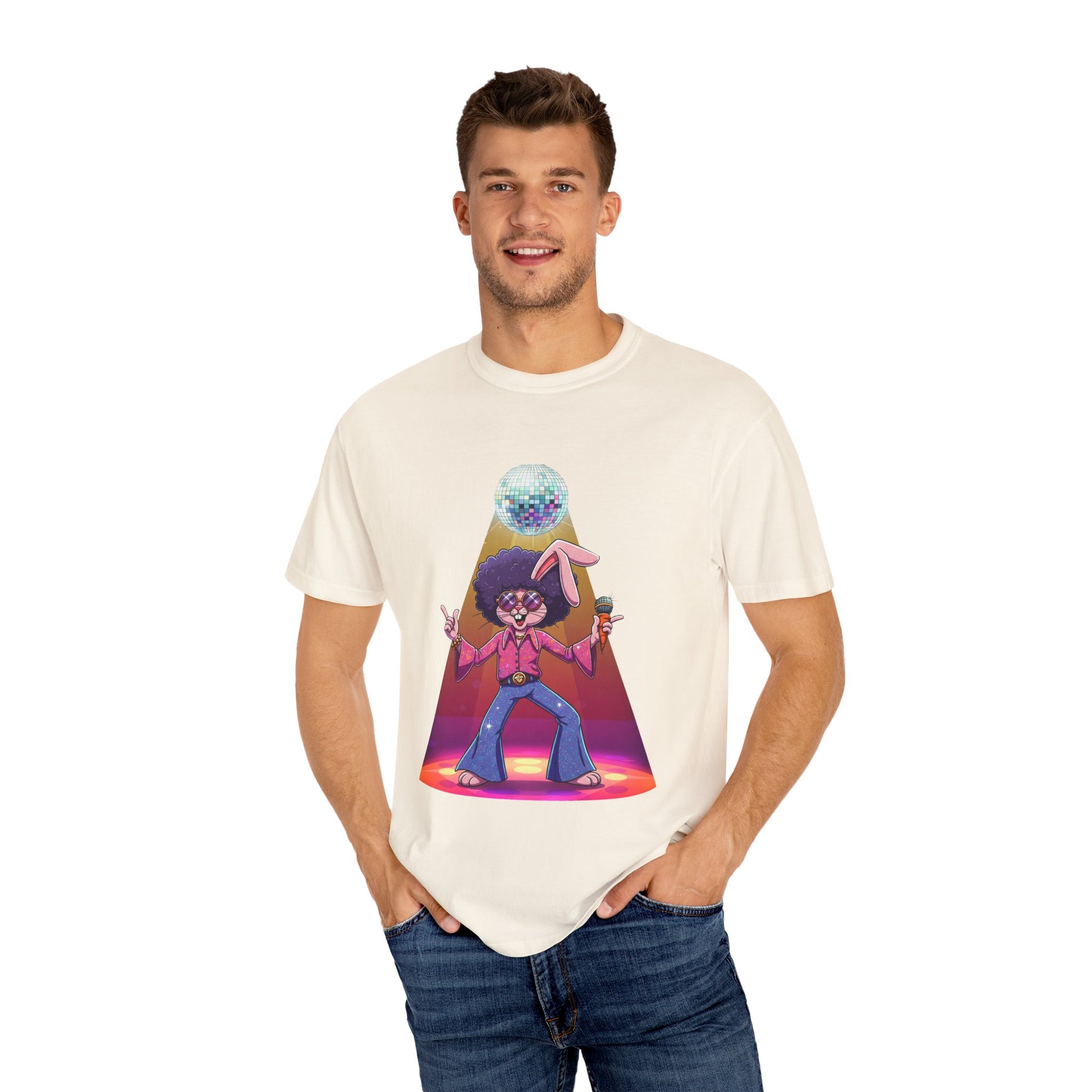 Disco Rabbit Unisex T-shirt, Bunny Graphic Tee, Cute Animal Shirt, Rabbit Lover Gift, Vintage Style Tee