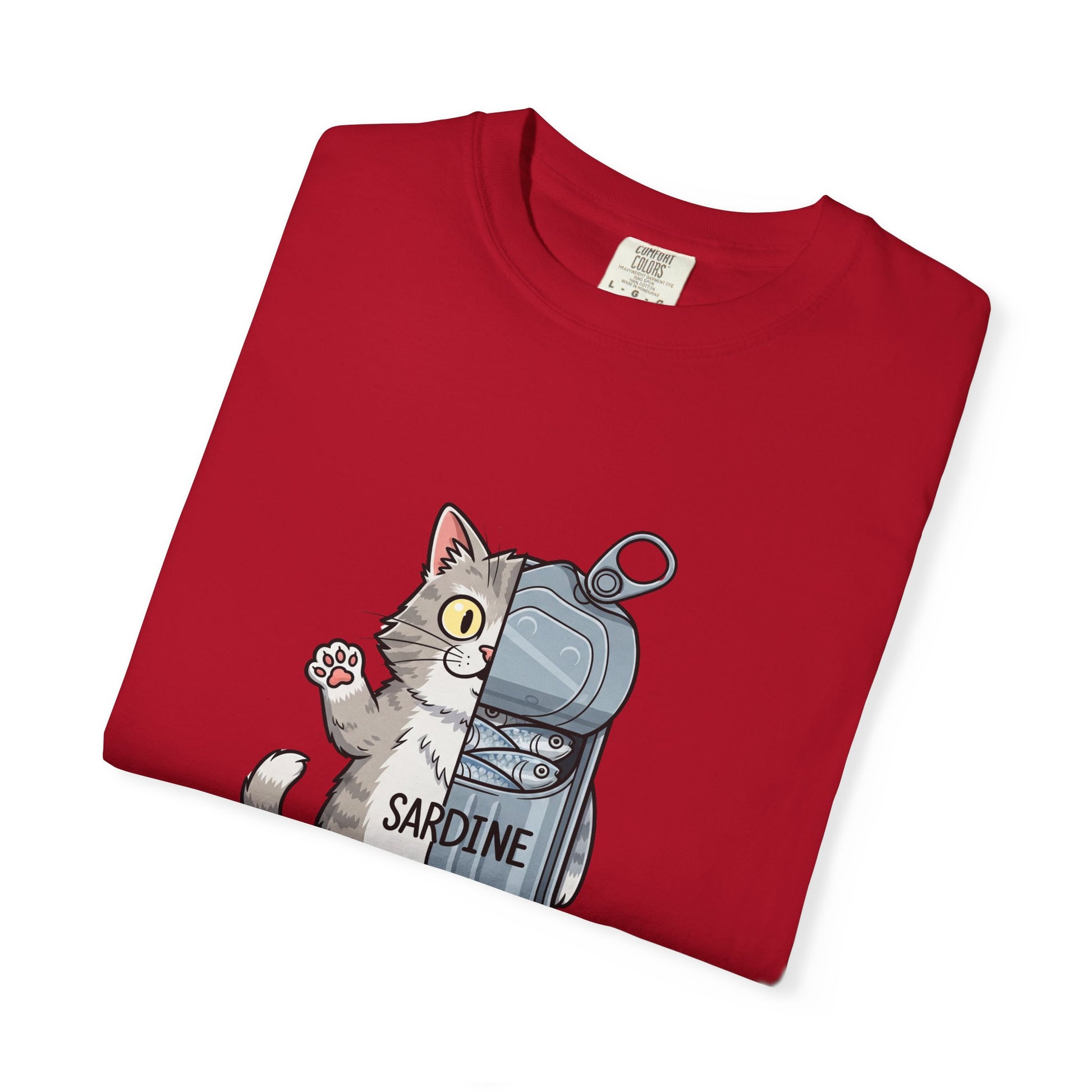 Comfort Colors® Sardine Cat Unisex T-Shirt - Funny Kitten Graphic Tee, Cat Lover Gift, Pet Lover Tee, Cat Themed Gift, Cute Cat Shirt
